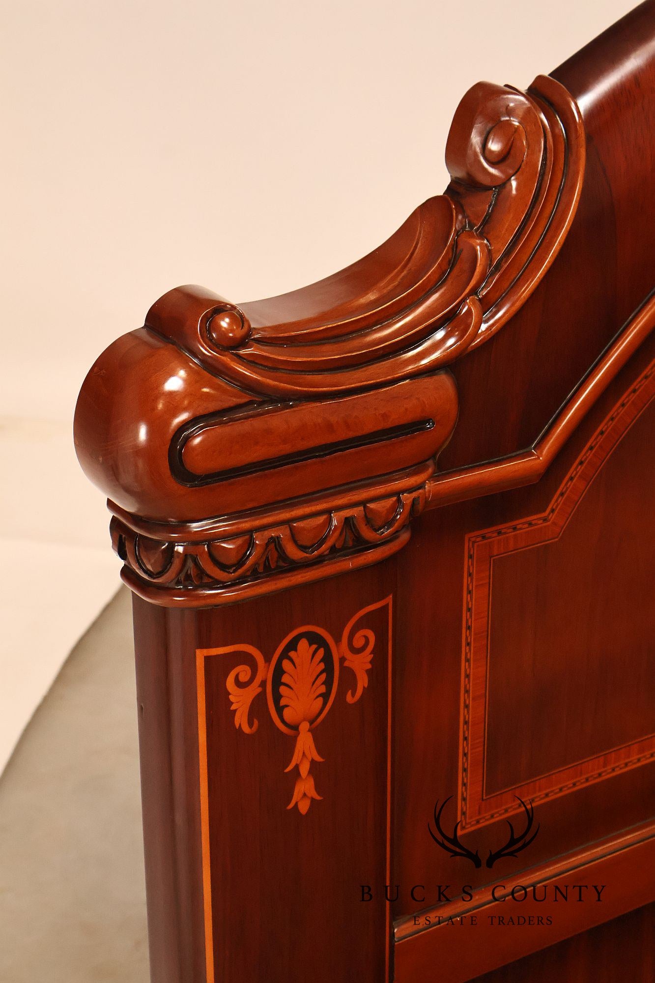 Italian Neoclassical Style King Size Mahogany Inlaid Bed