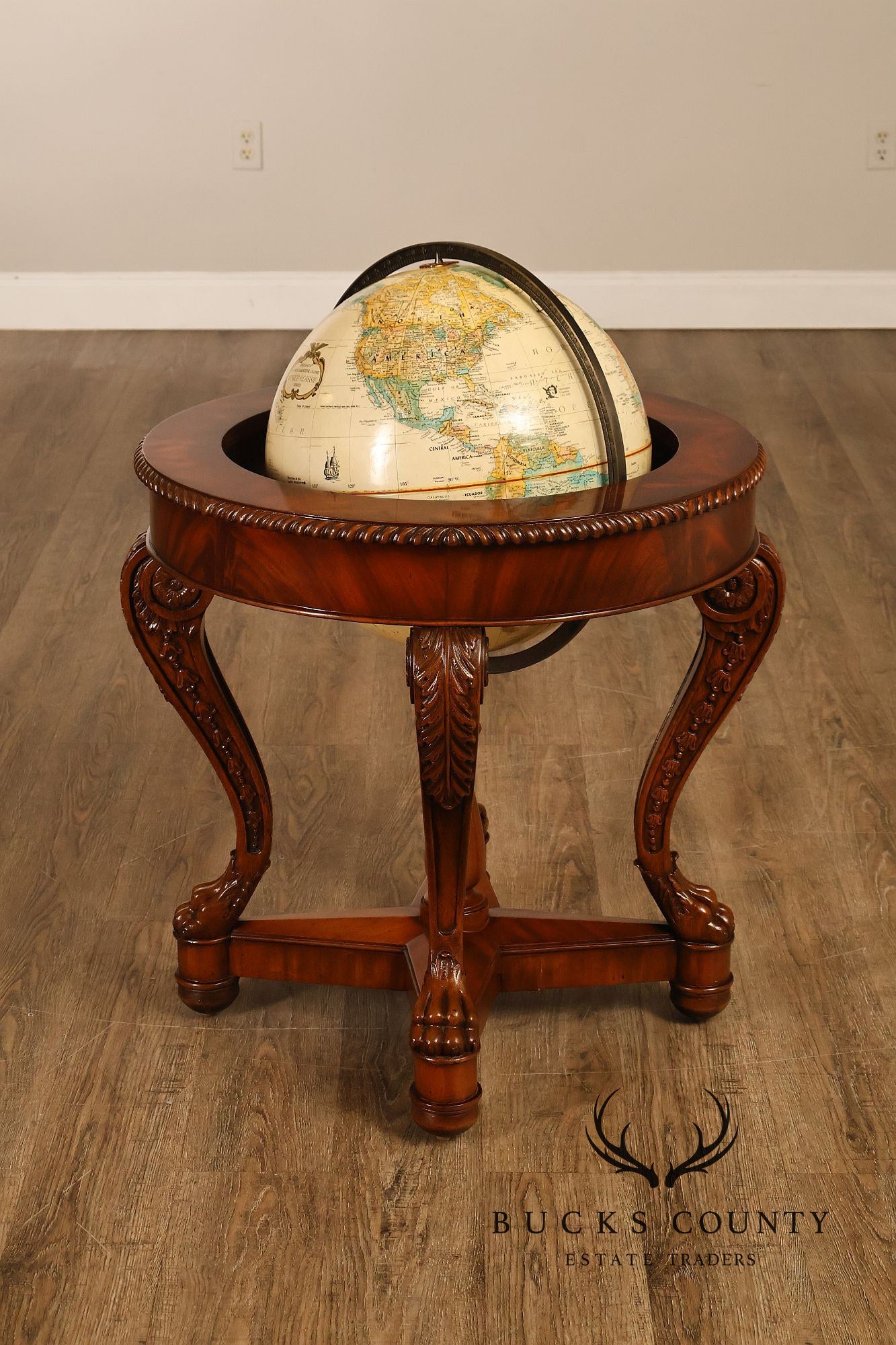 Maitland-Smith Mahogany Replogle World Globe Accent Table