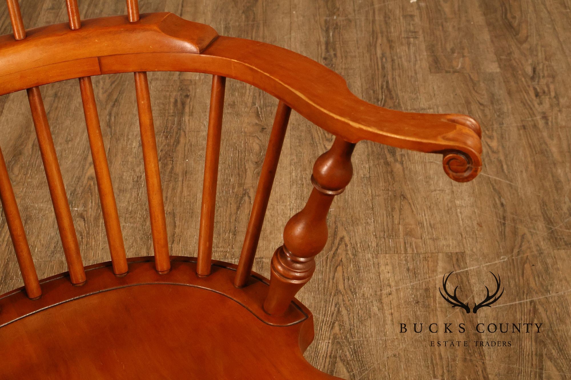 Conant Ball Maple Windsor Armchair With Scroll Crest Rail