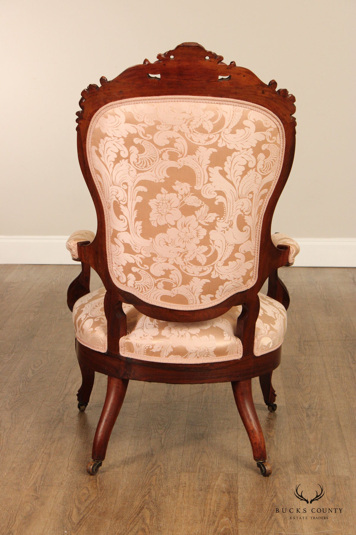 Antique Victorian Pair of Carved Walnut Armchairs