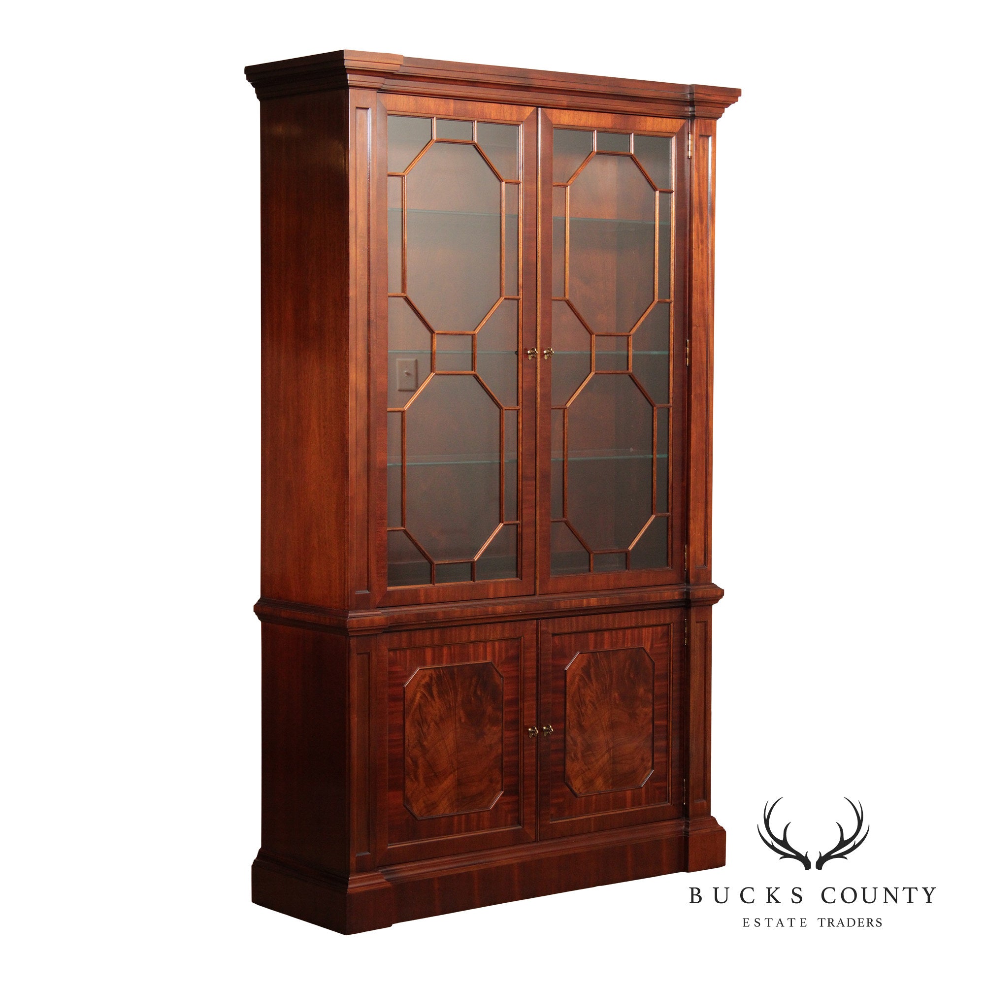 Baker Regency Style Mahogany Bookcase China Cabinet