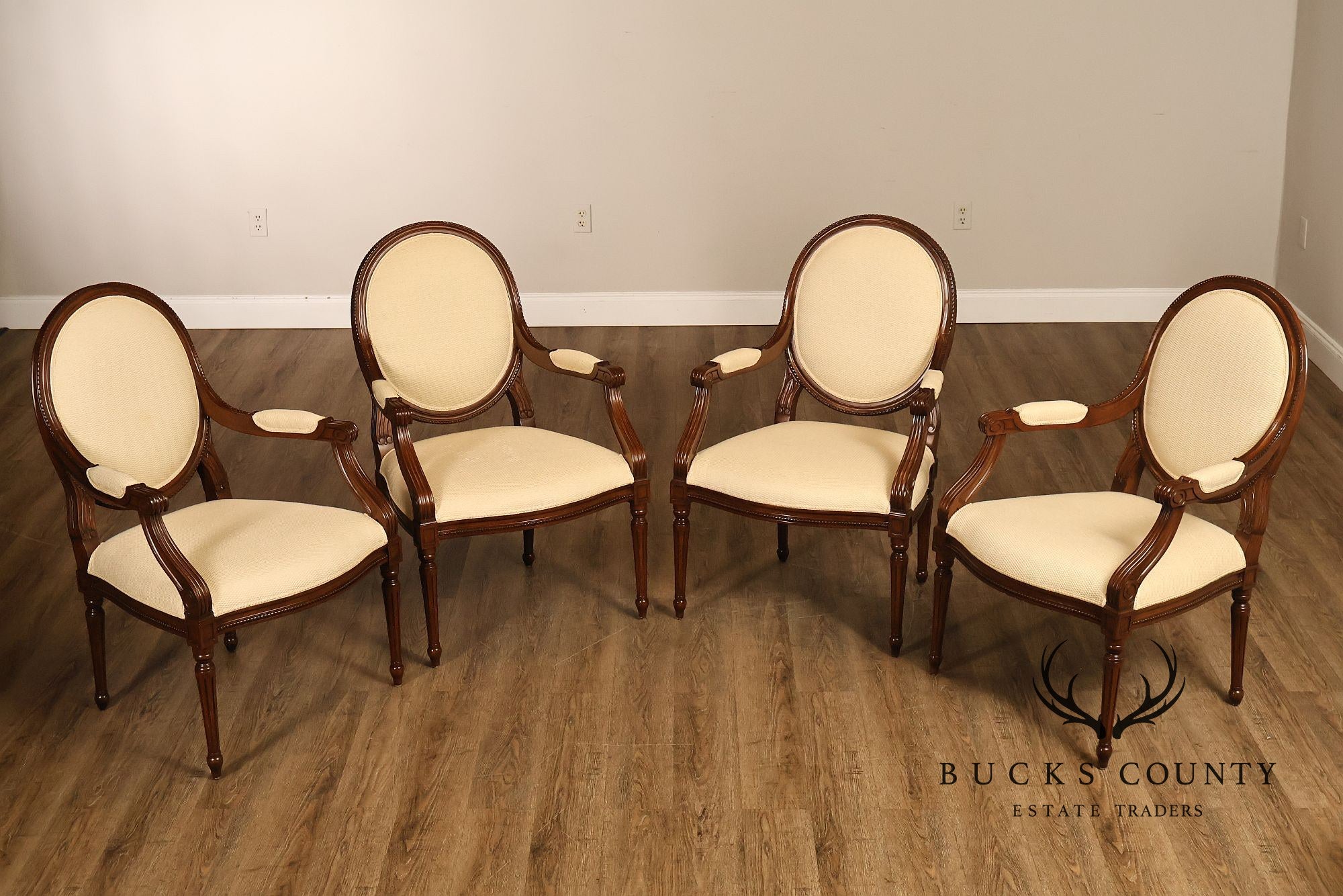 Louis XVI Style Set Of 16 Oval Back Dining Chairs