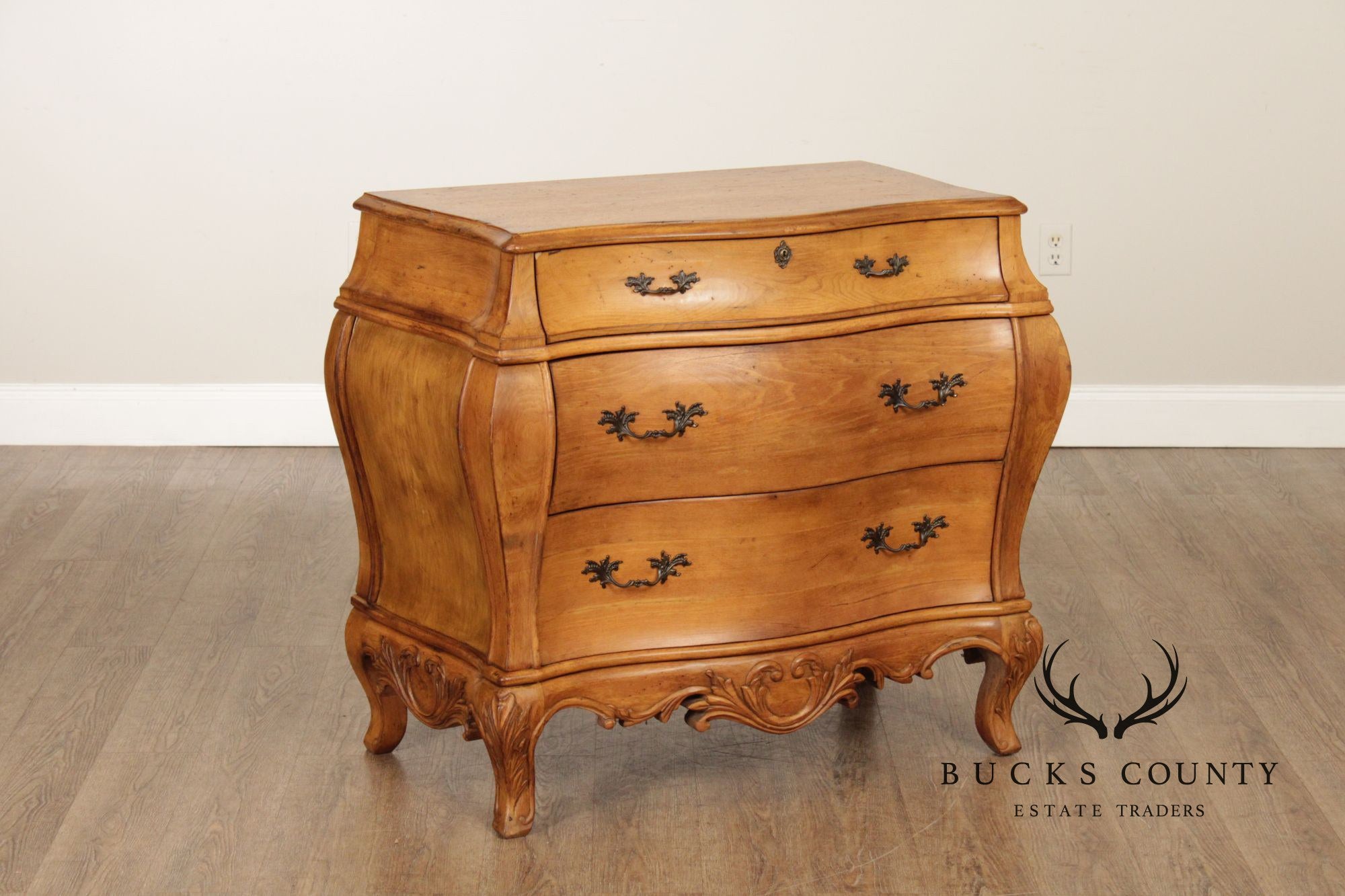 Italian Rococo Style Walnut Bombe Chest