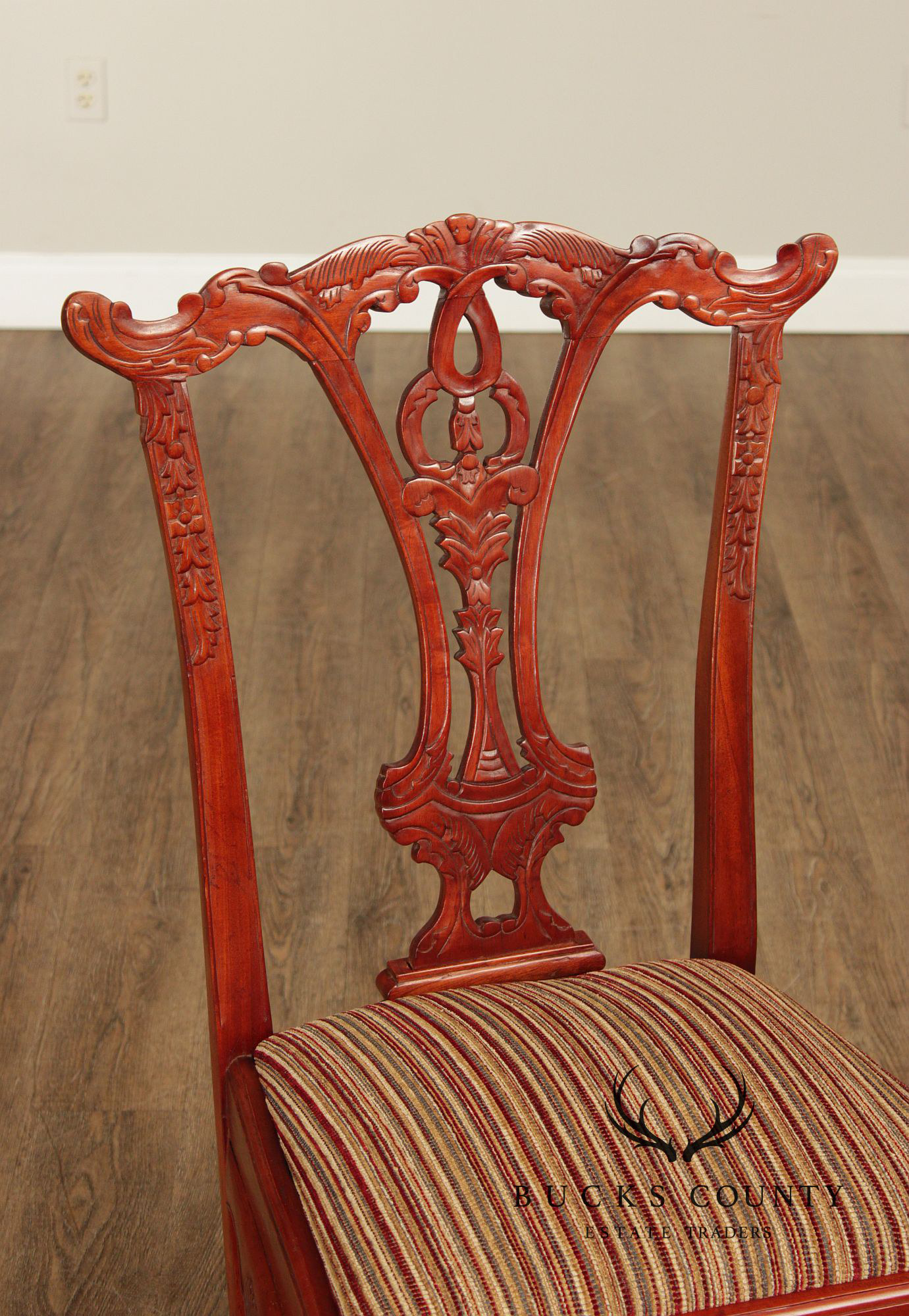 Chippendale Style Set of Four Carved Mahogany Dining Chairs
