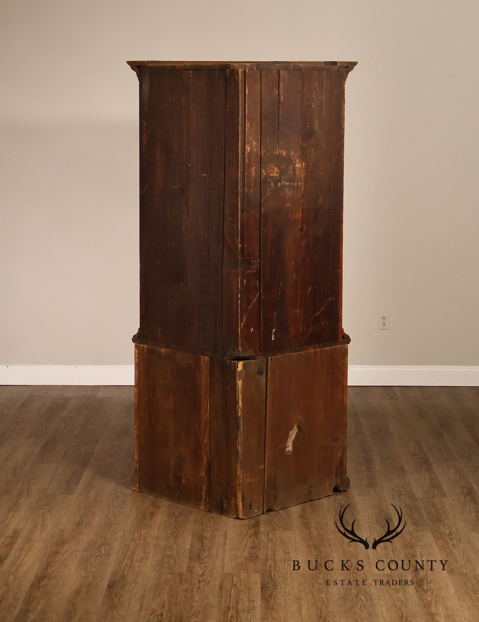 Antique Primitive Pine Single Door Corner Cabinet