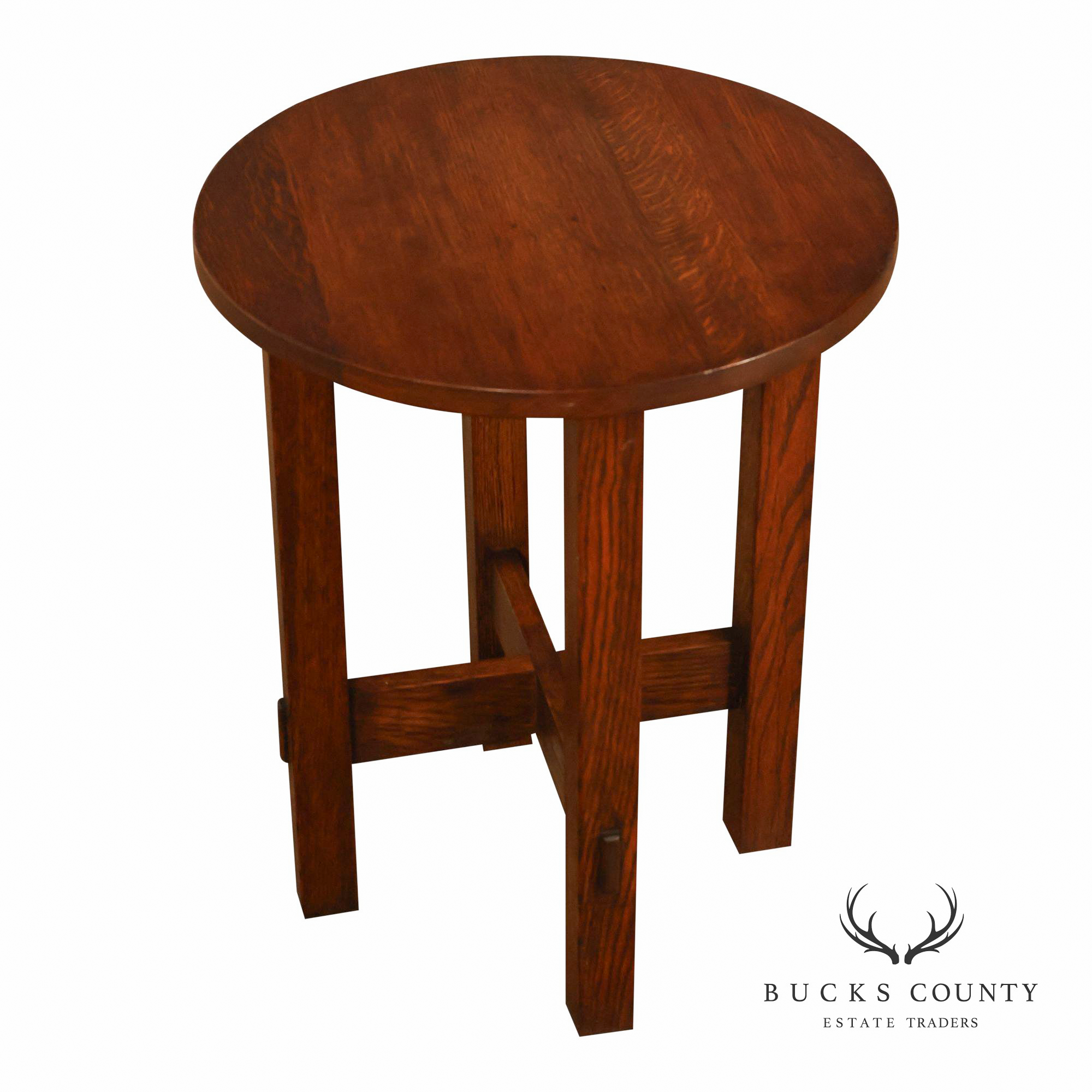 Arts And Crafts Style Round Oak Lamp Table