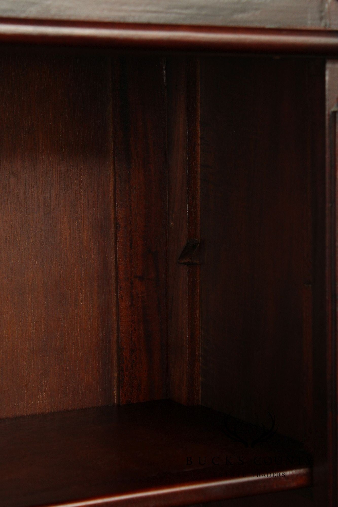 Mahogany Pair Of Tall Open Bookcases With Drawers
