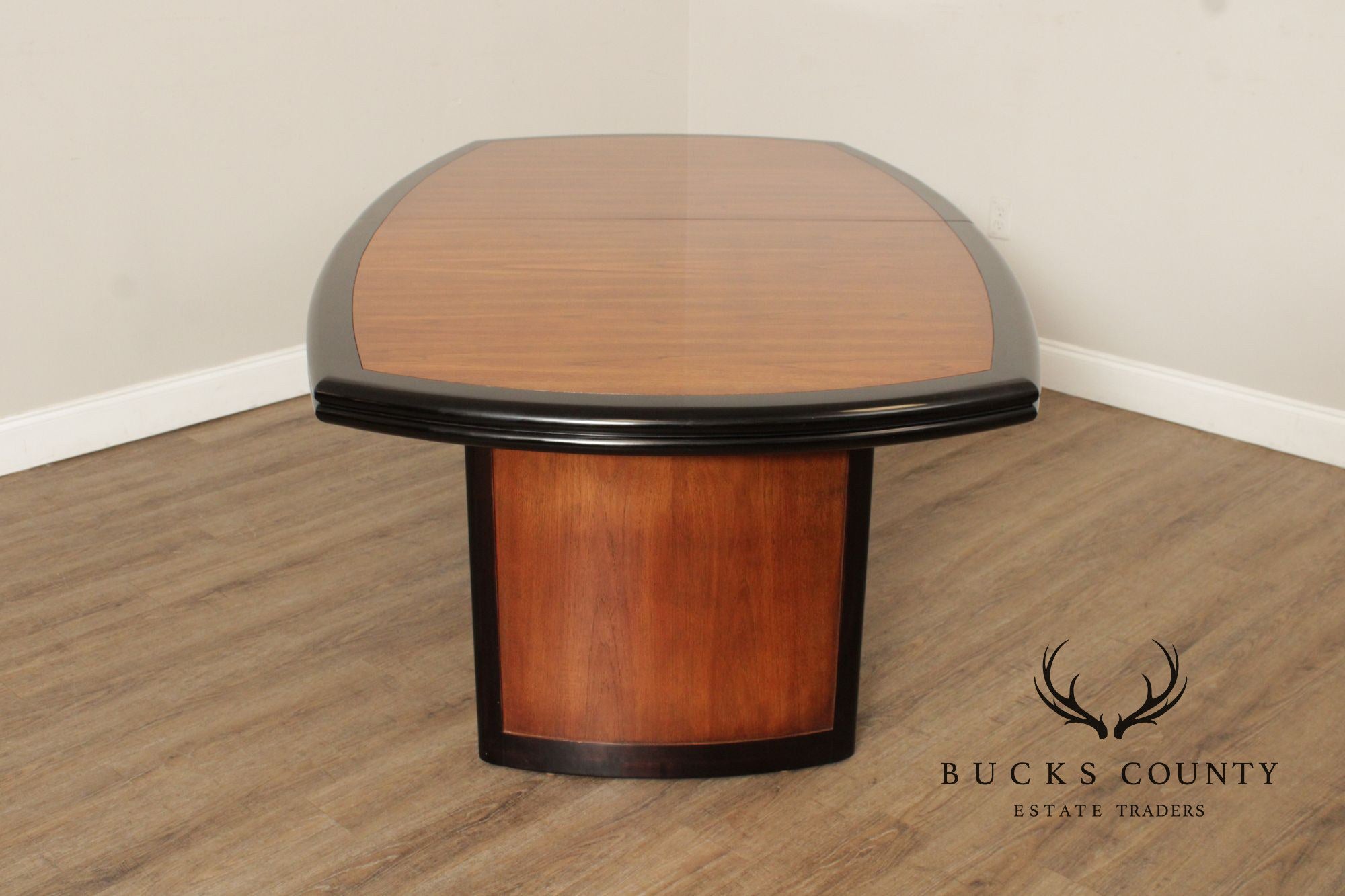 Century Furniture Expandable Modern Two Toned Ebonized Dining Table