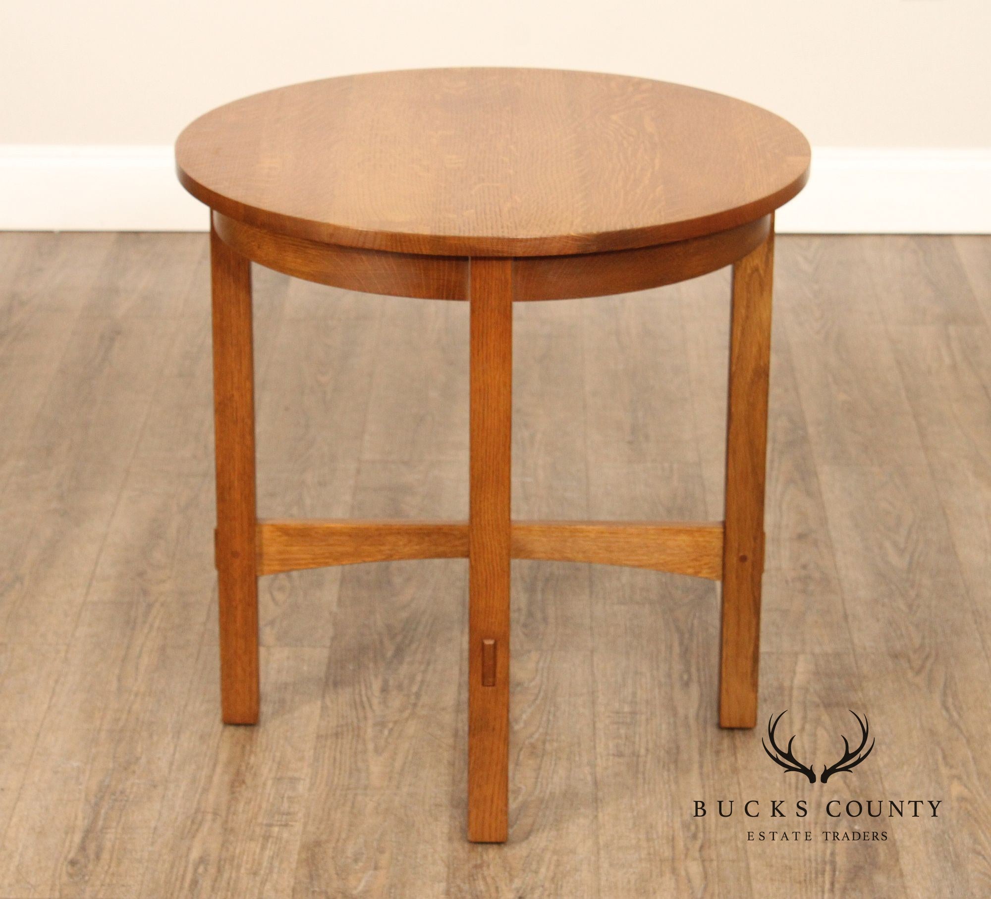 Stickley Mission Collection Oak Round Lamp Table