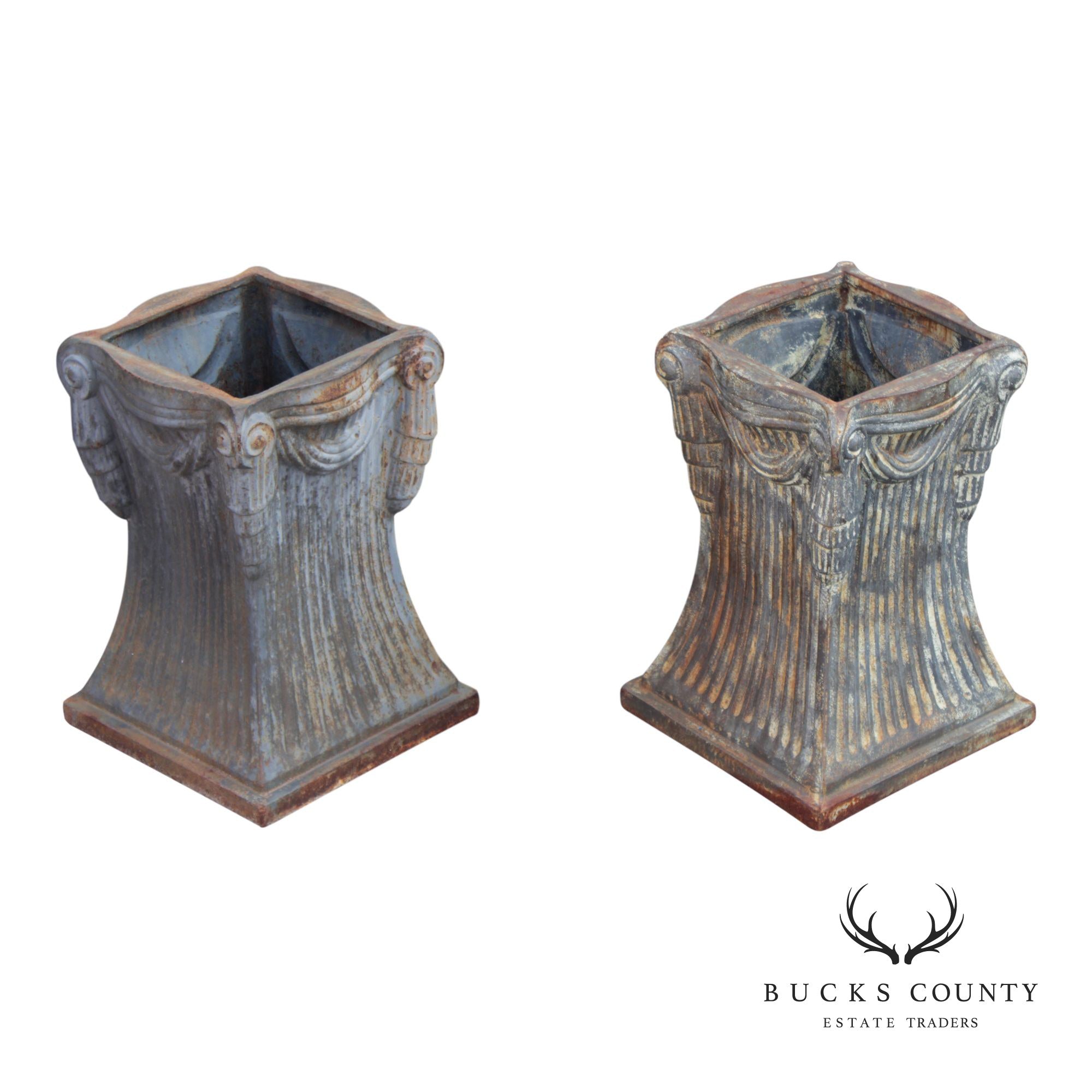 Vintage Pair of Cast Iron Garden Pedestals