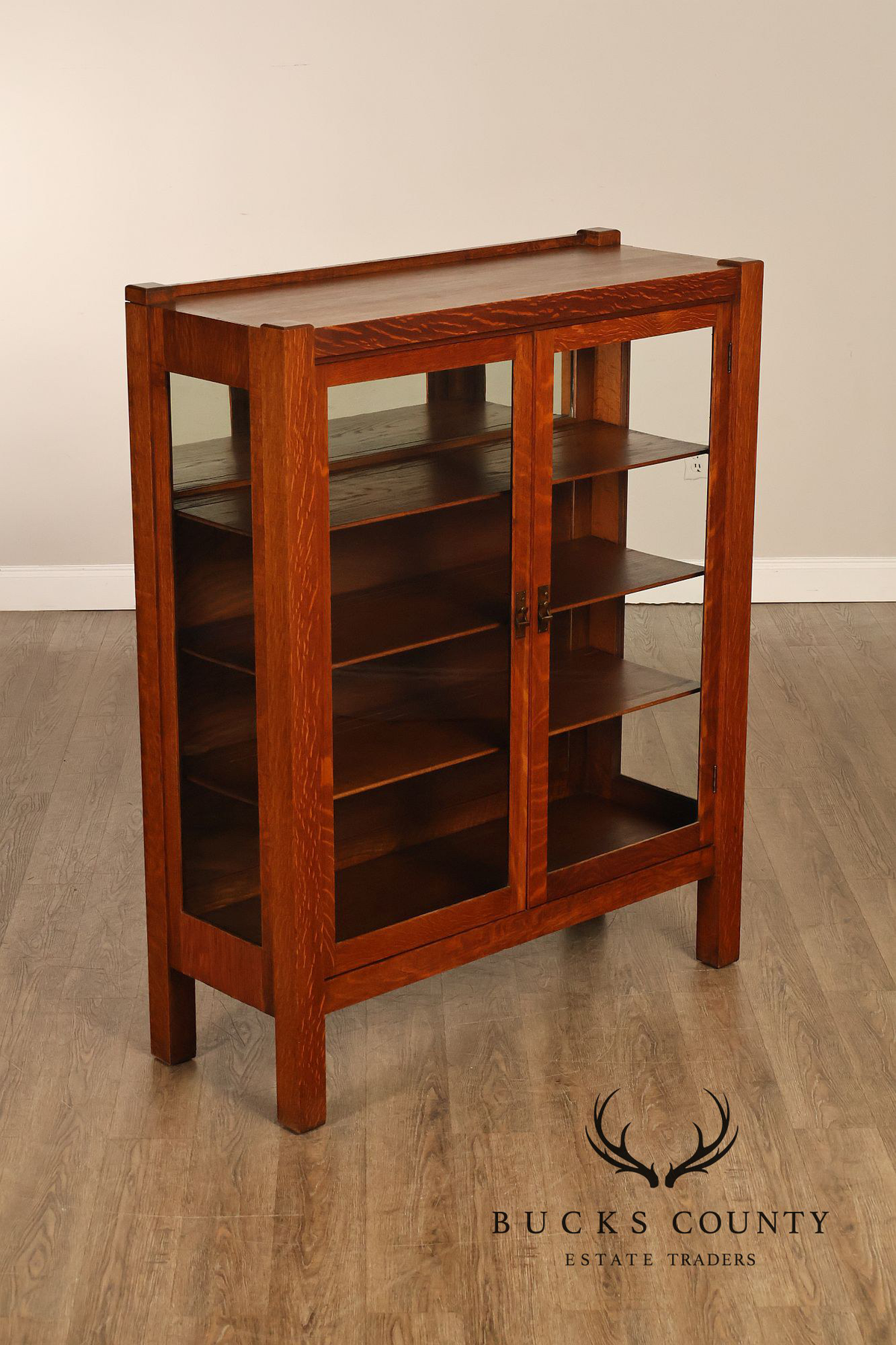 Antique Grand Rapids Mission Oak China Cabinet