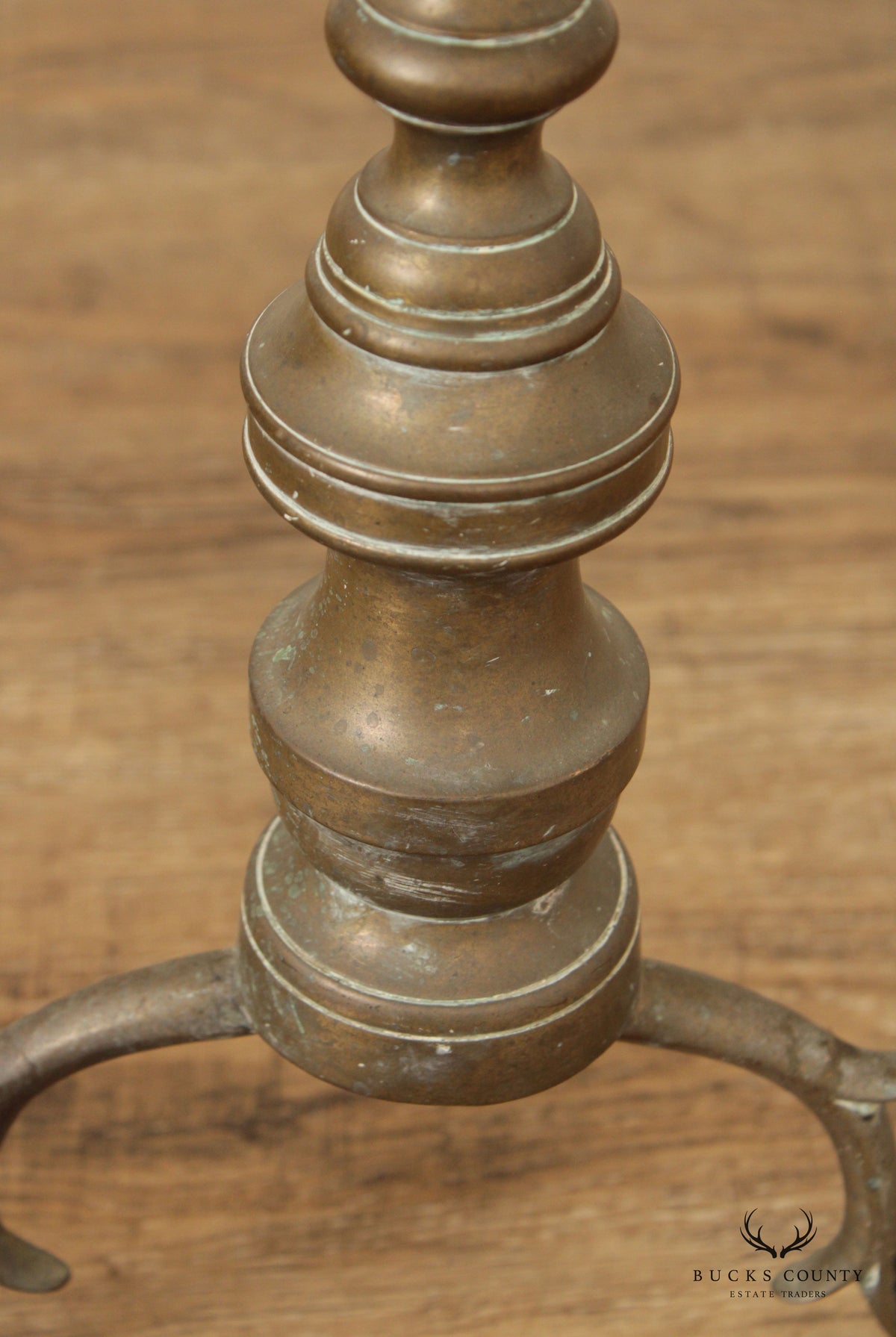 Antique Pair Federal Style Brass Andirons