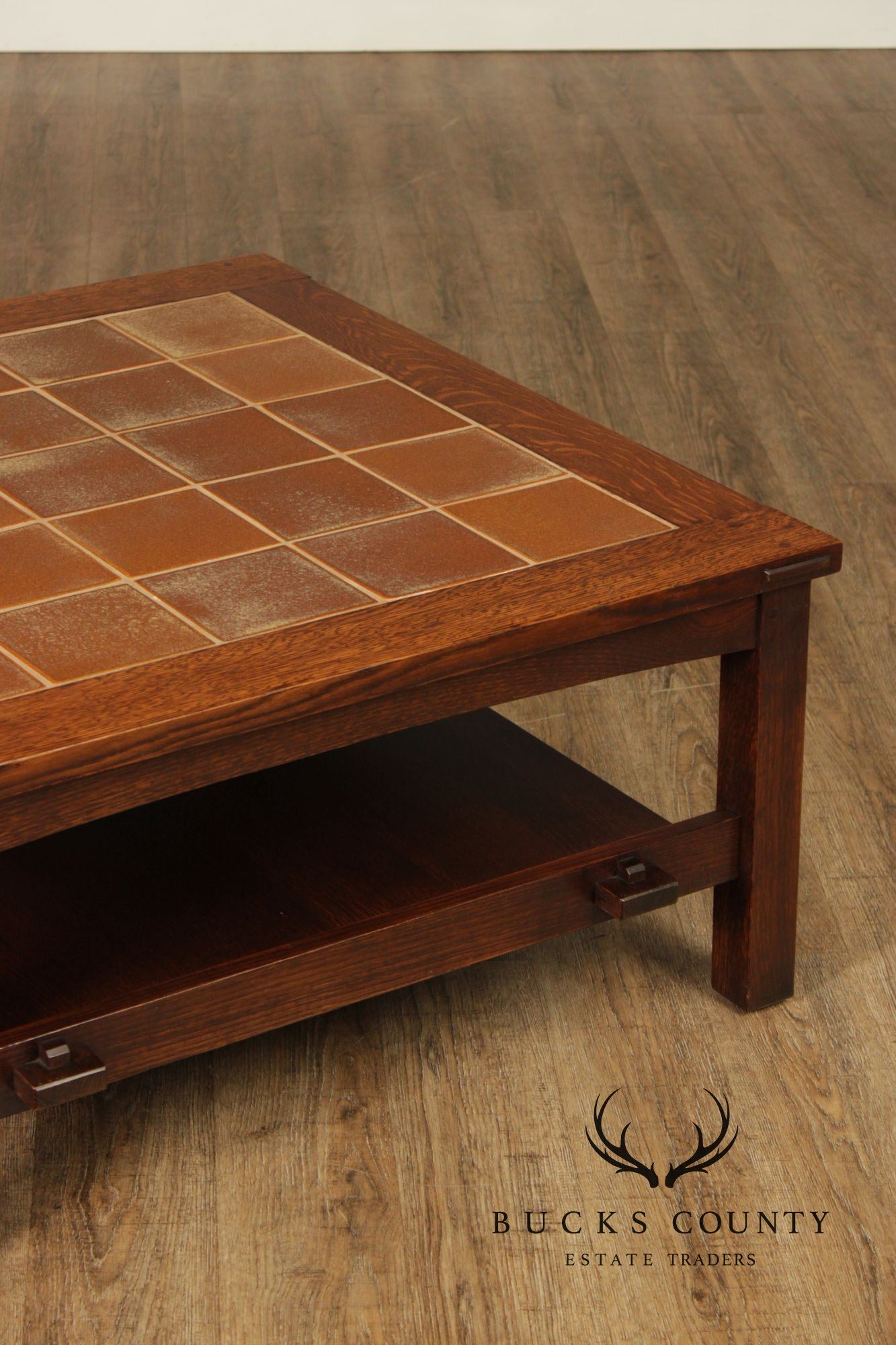 Stickley Mission Collection Oak Tile Top Coffee Table