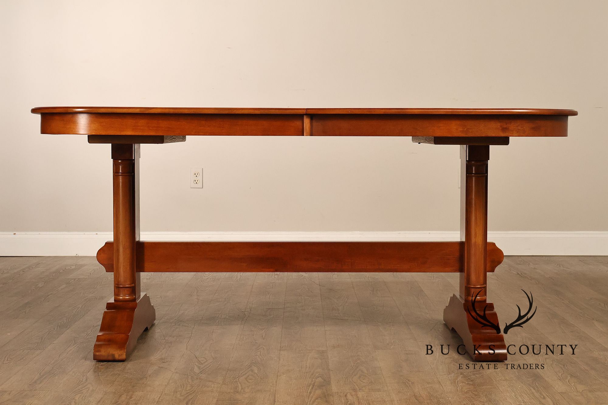 Richardson Brothers Solid Cherry Trestle Dining Table With Four Leaves