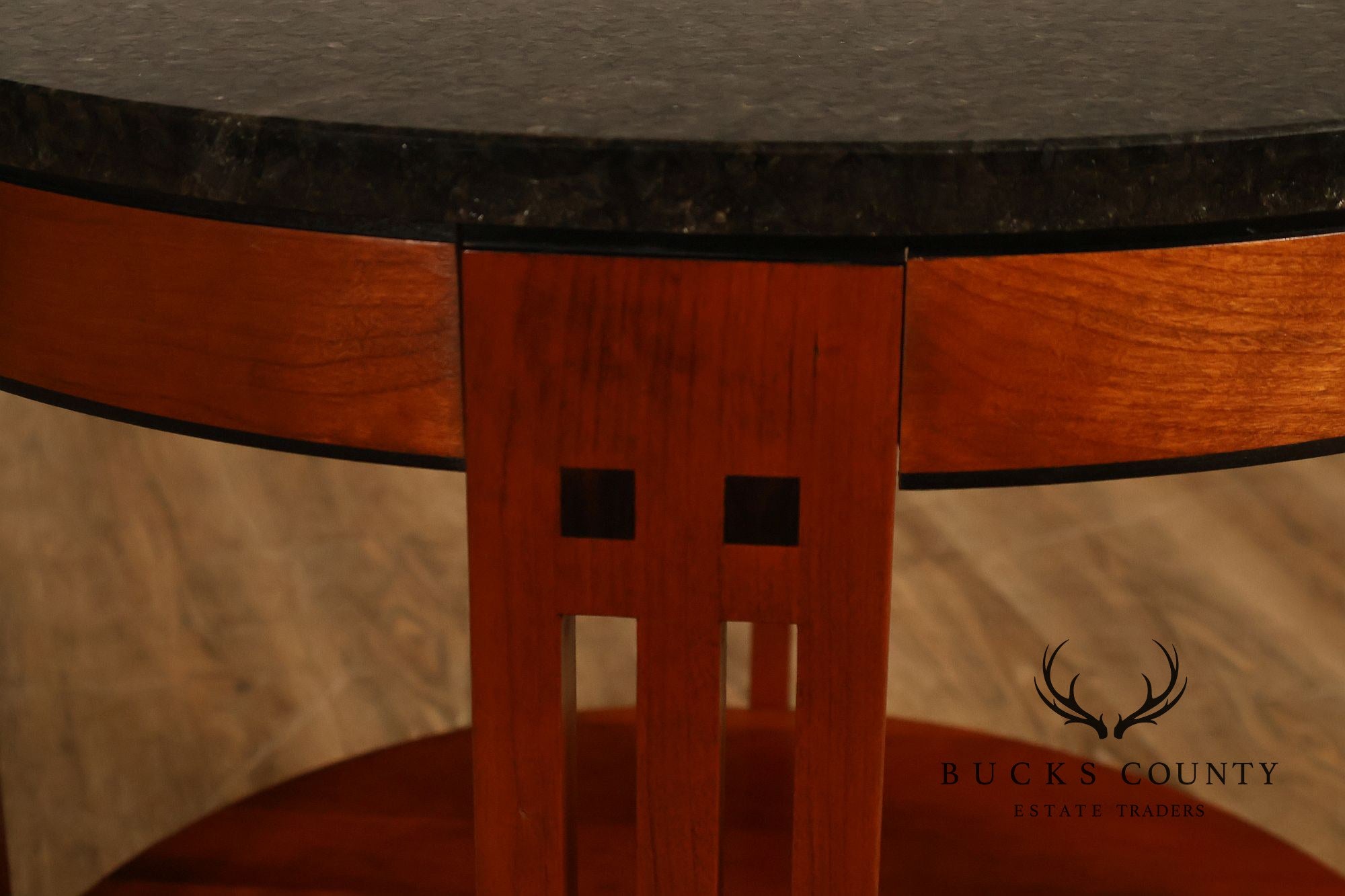 Stickley 21st Century Collection Round Cherry Granite Top Lamp Table