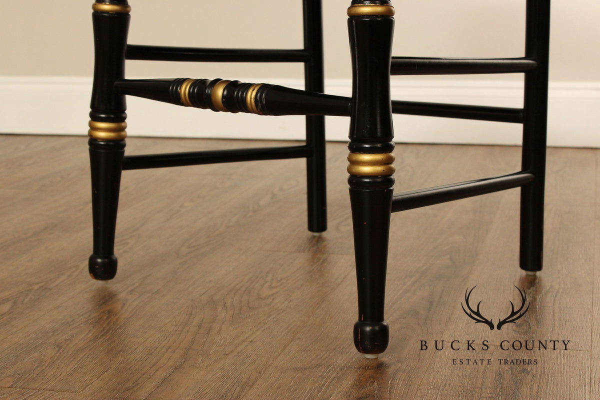 Early American Style Ebonized Rush Seat Side Chair