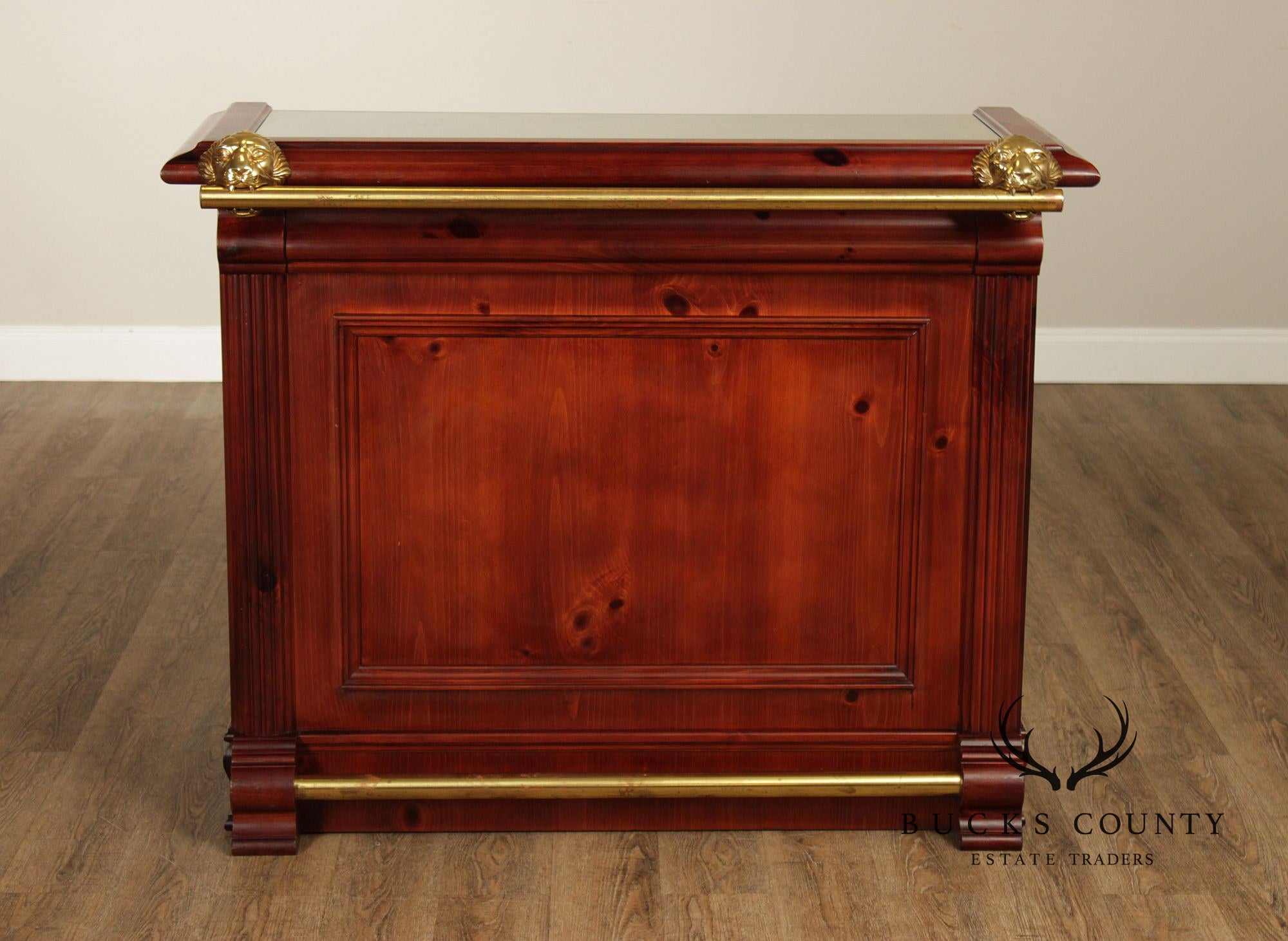 Pulaski Furniture Brass Top Lion Head Bar With Two Stools