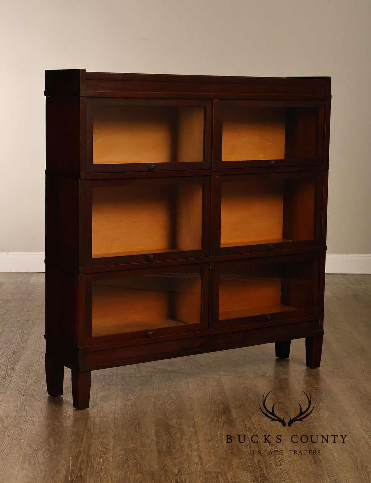 Antique Globe-Wernicke Mahogany Double Wide Barrister Bookcase
