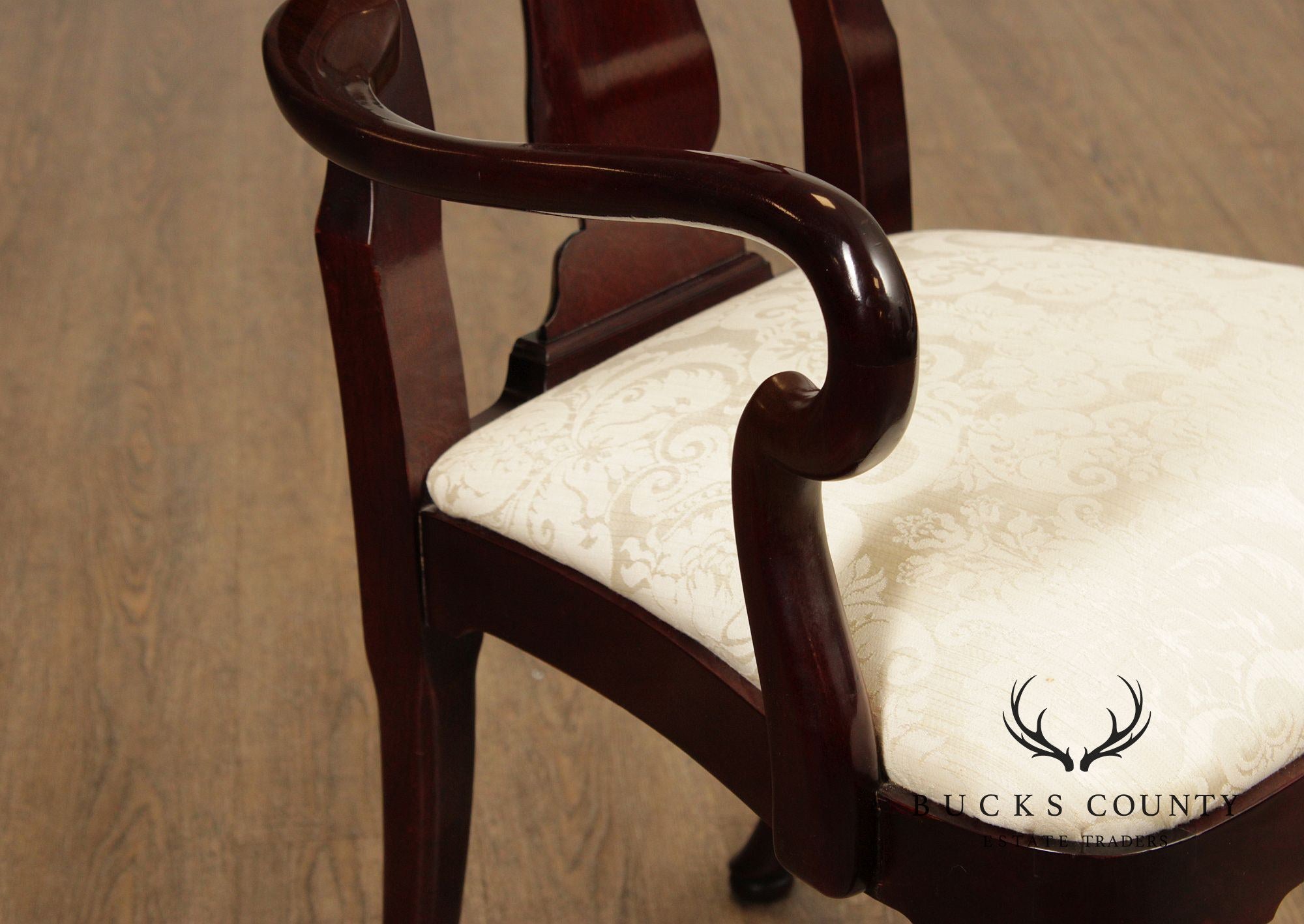 Kindel Queen Anne Style Set Of Six Mahogany Dining Chairs