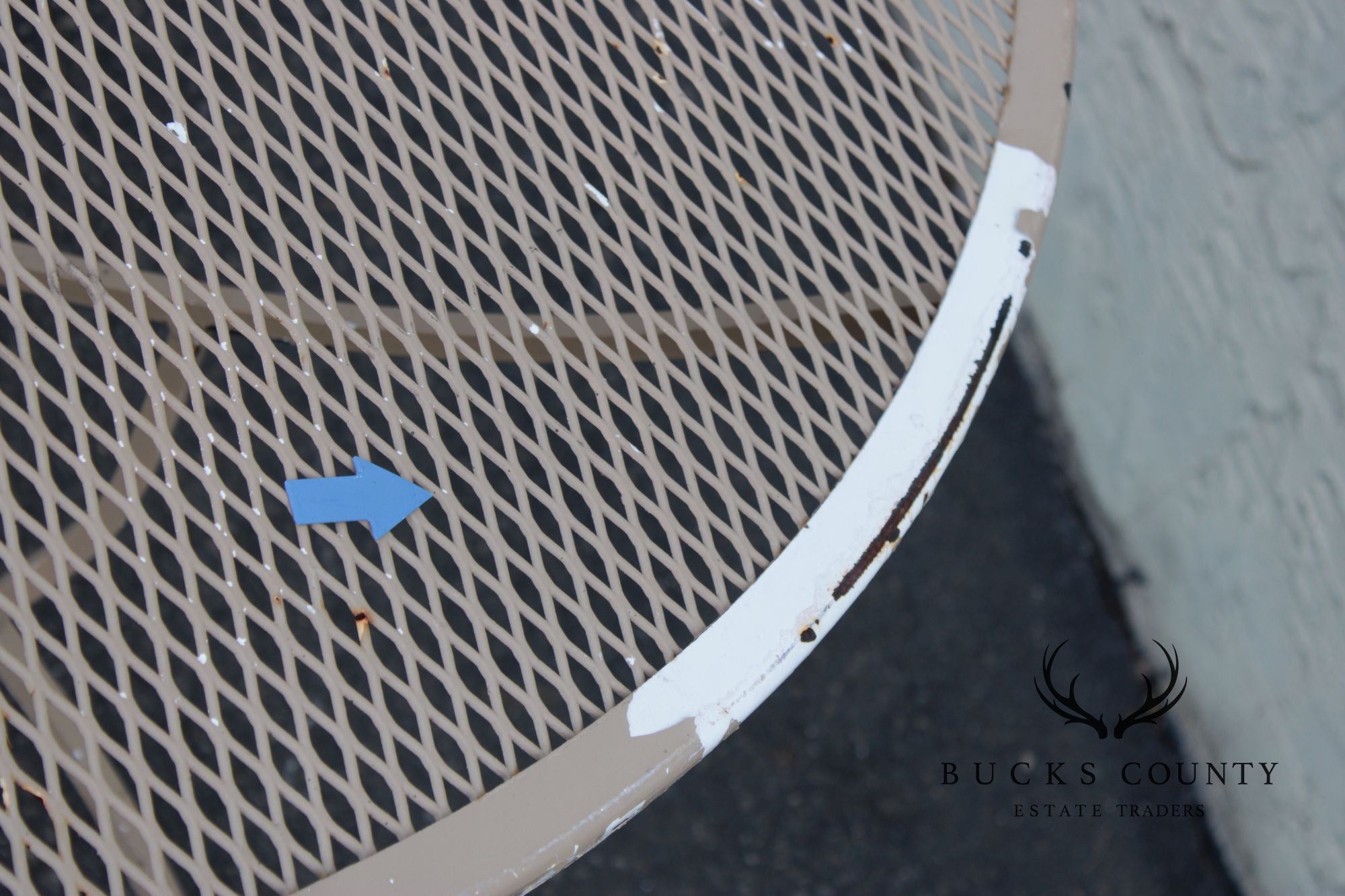 Mid Century Modern Round Wrought Iron Patio Dining Table