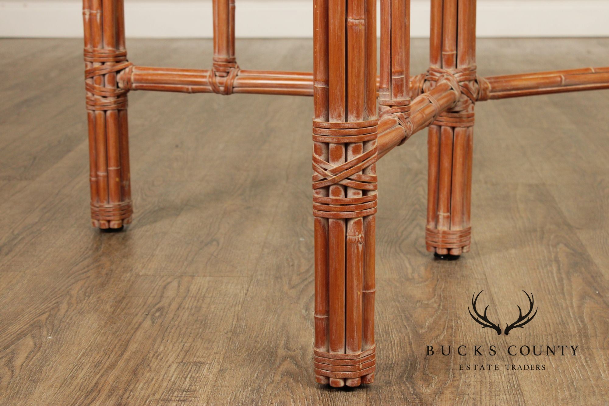 McGuire Hollywood Regency Glass Top Bamboo Dining Table