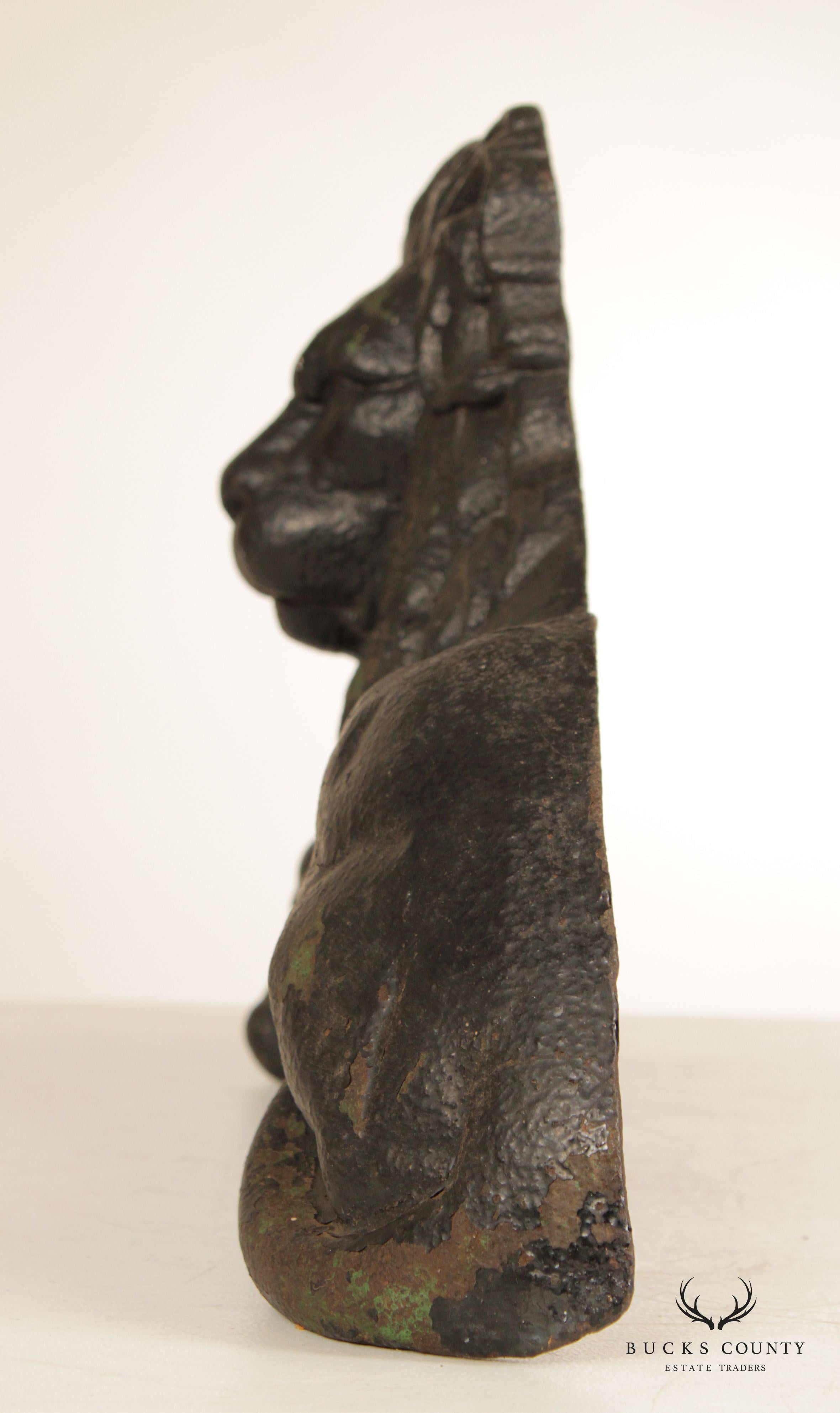 Antique Cast Iron Crouching Lion Doorstop
