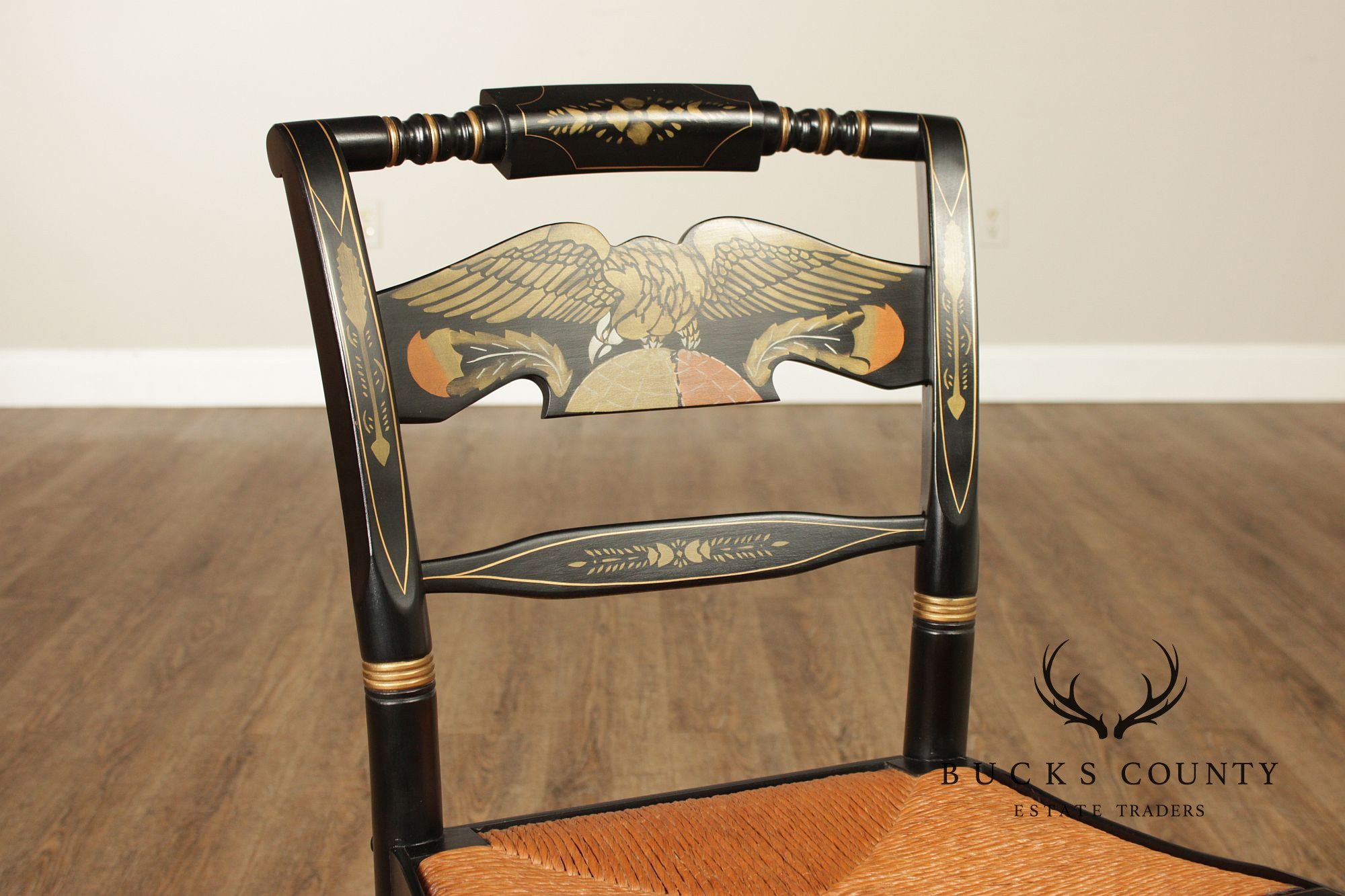 Ethan Allen Hitchcock Style Hand Painted Eagle Side Chair