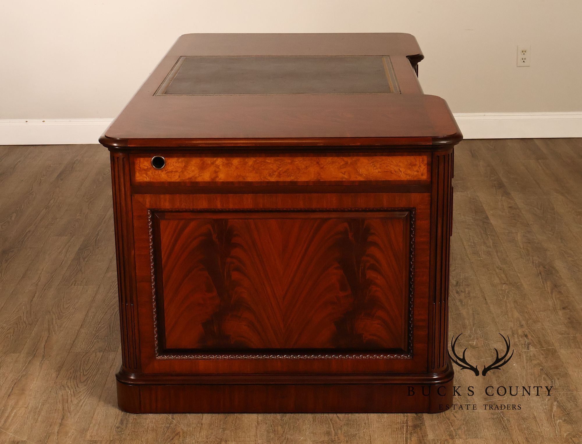 Henkel Harris Mahogany And Burlwood Leather Top Executive Desk