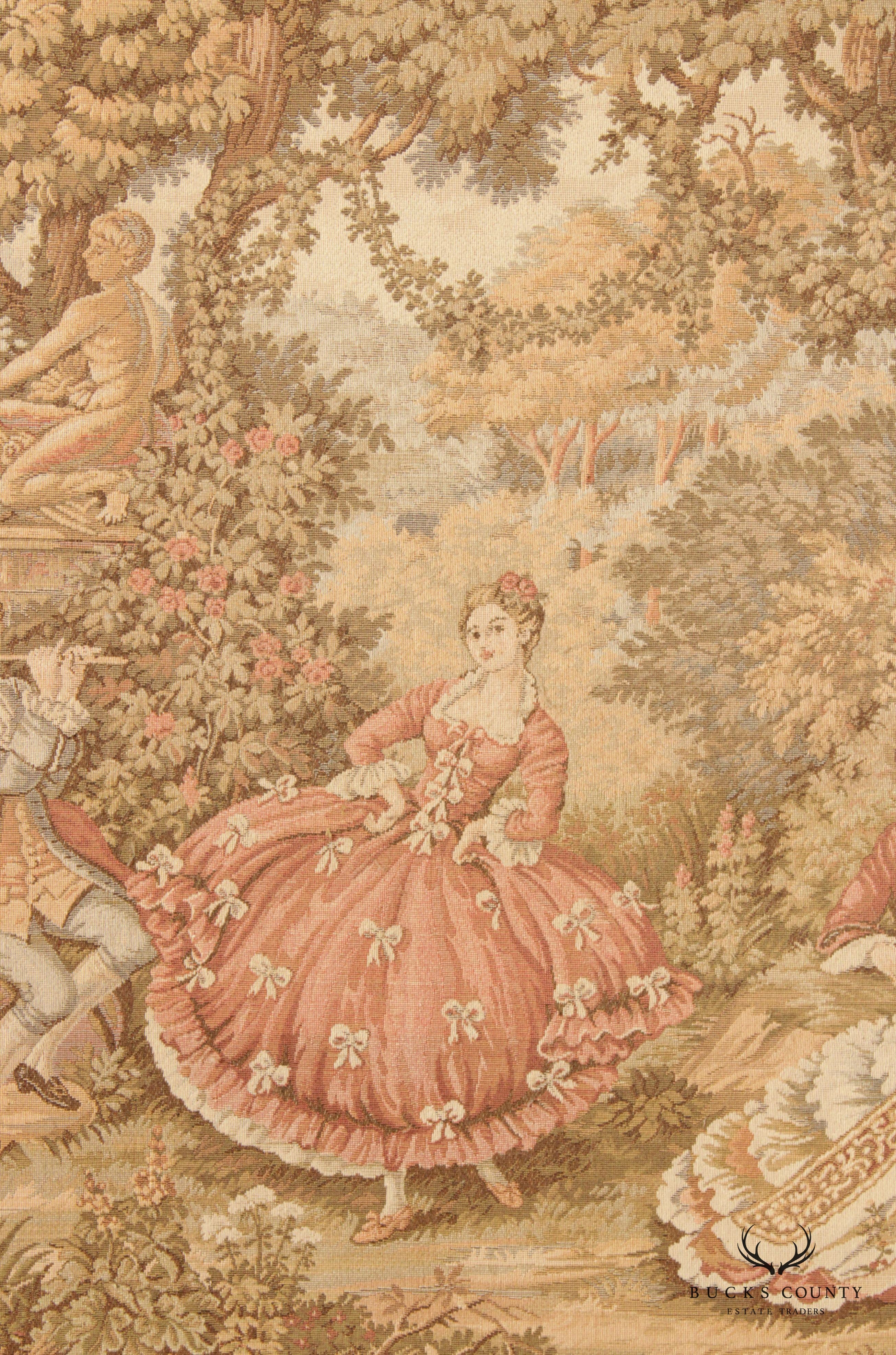 Vintage French Rococo Style Custom Framed Needlepoint Tapestry