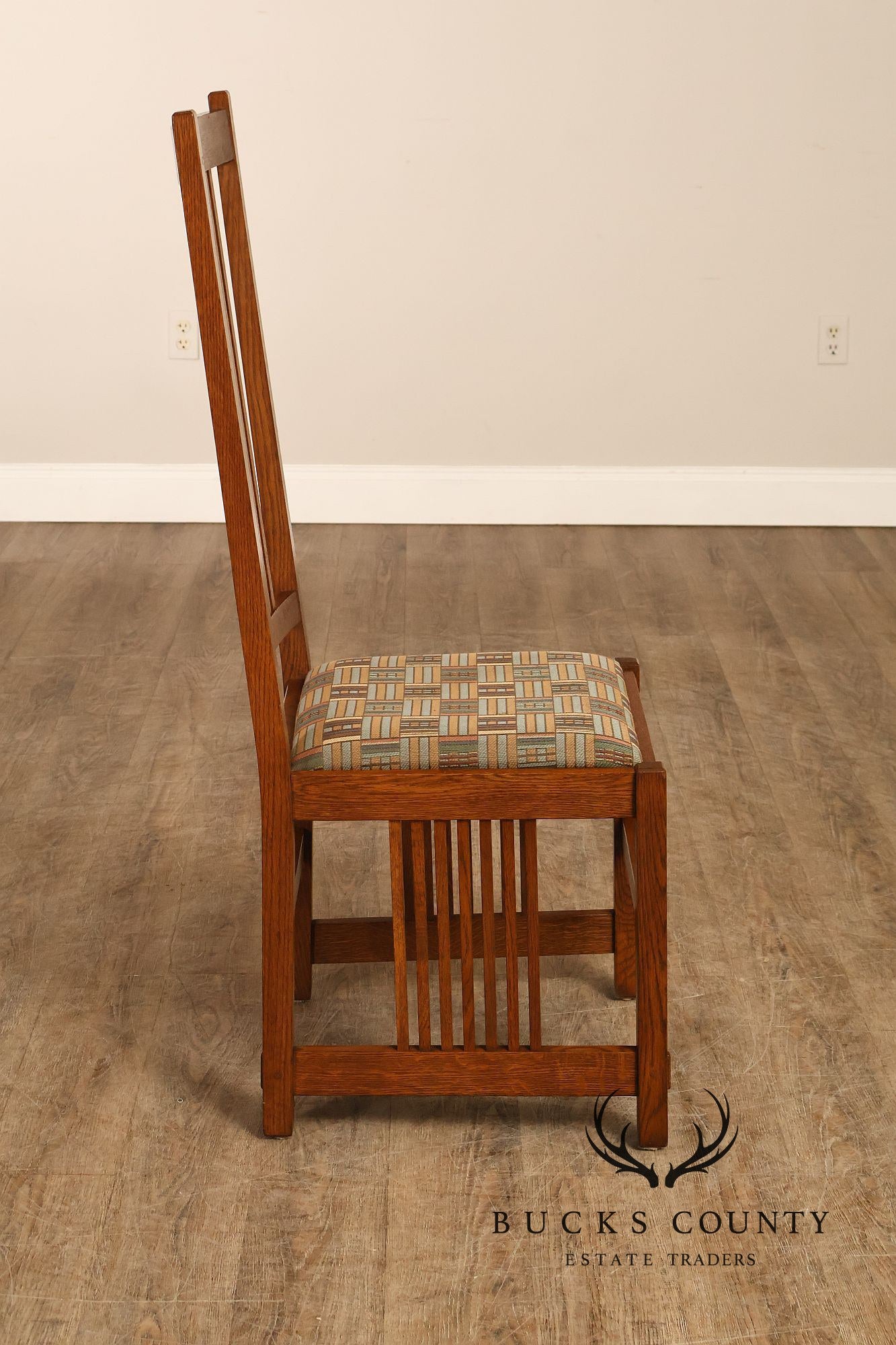 Stickley Mission Collection Pair of Oak Spindle Side Dining Chairs