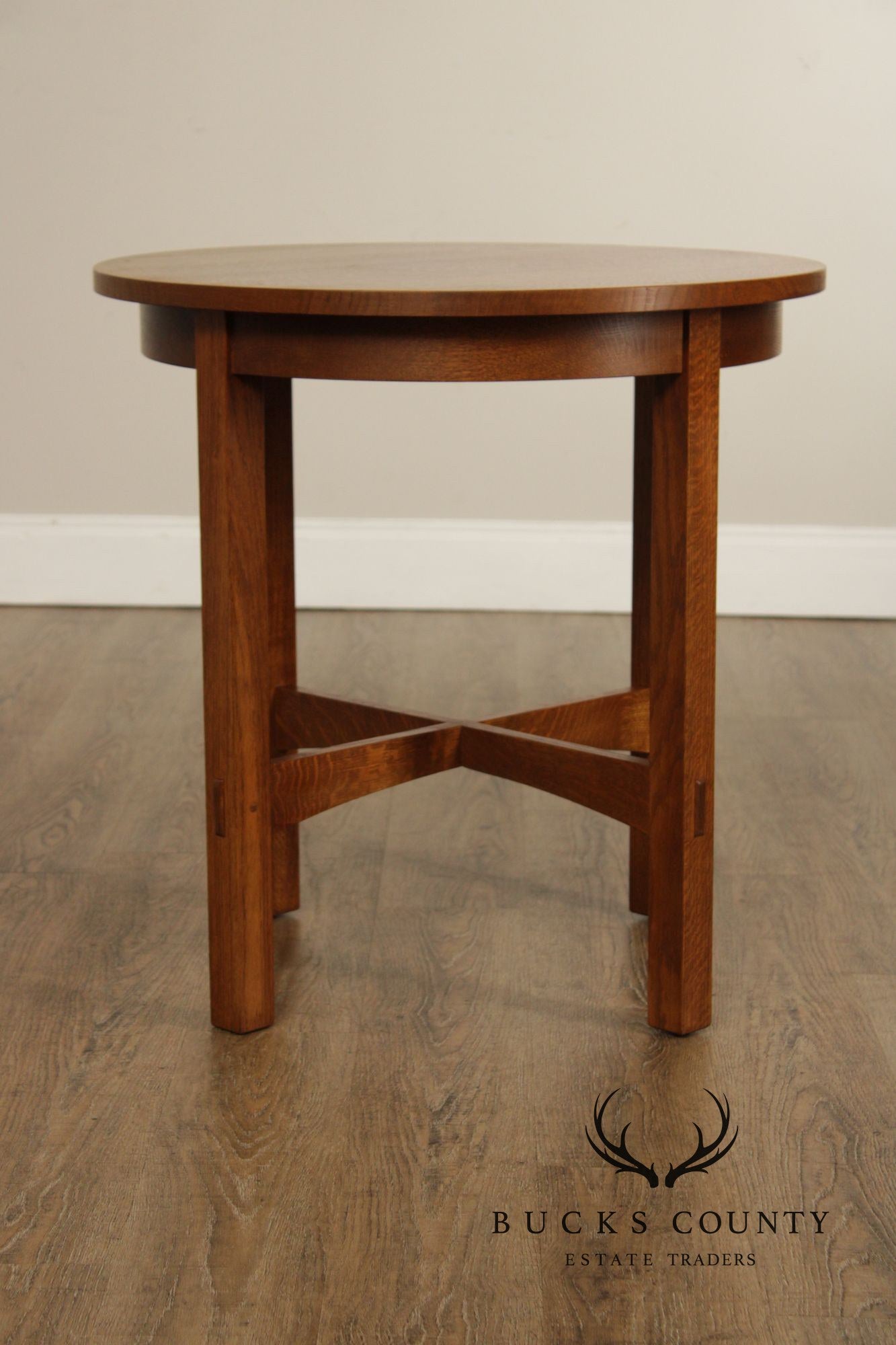 Stickley Mission Collection Oak Round Lamp Table