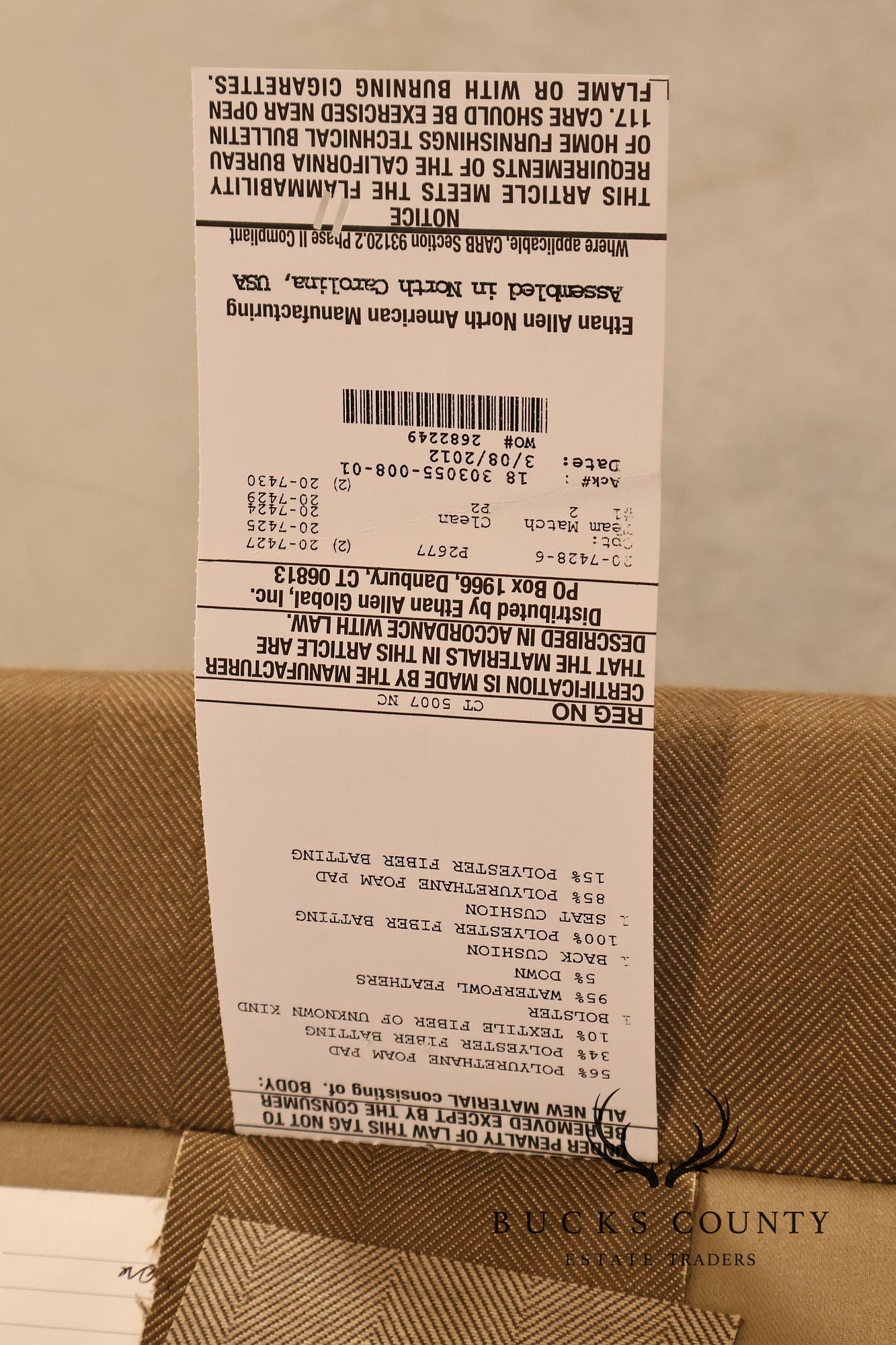 Ethan Allen Upholstered Custom Sectional Sofa With Chaise