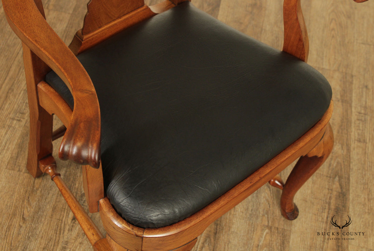 Queen Anne Style Vintage Custom Quality Set Eight Mahogany Dining Chairs
