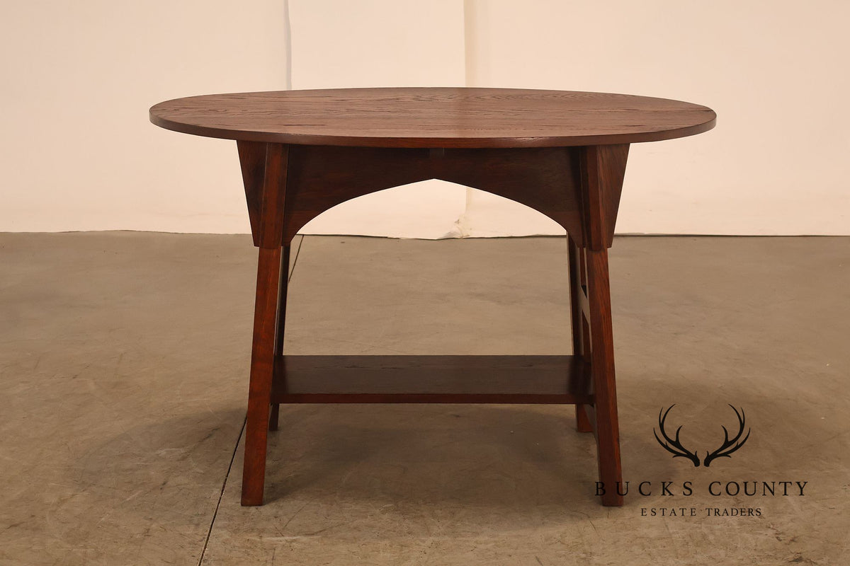 Antique Limbert Model 146 Arts And Crafts Oak Oval Table With Ash Top