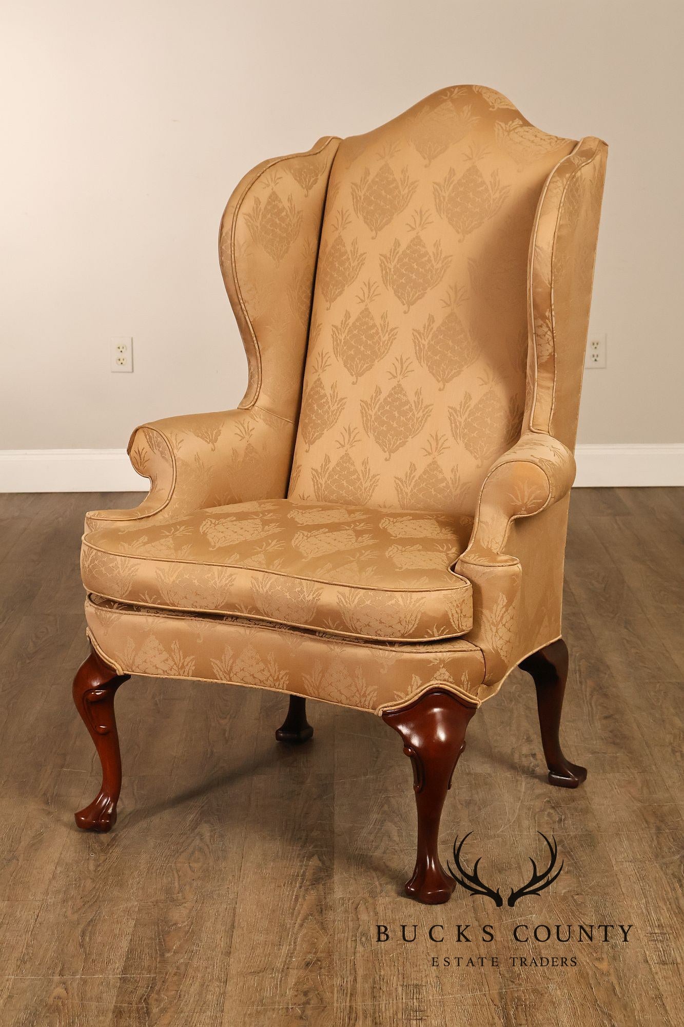 Hickory Chair Chippendale Style Upholstered Wingback Armchair