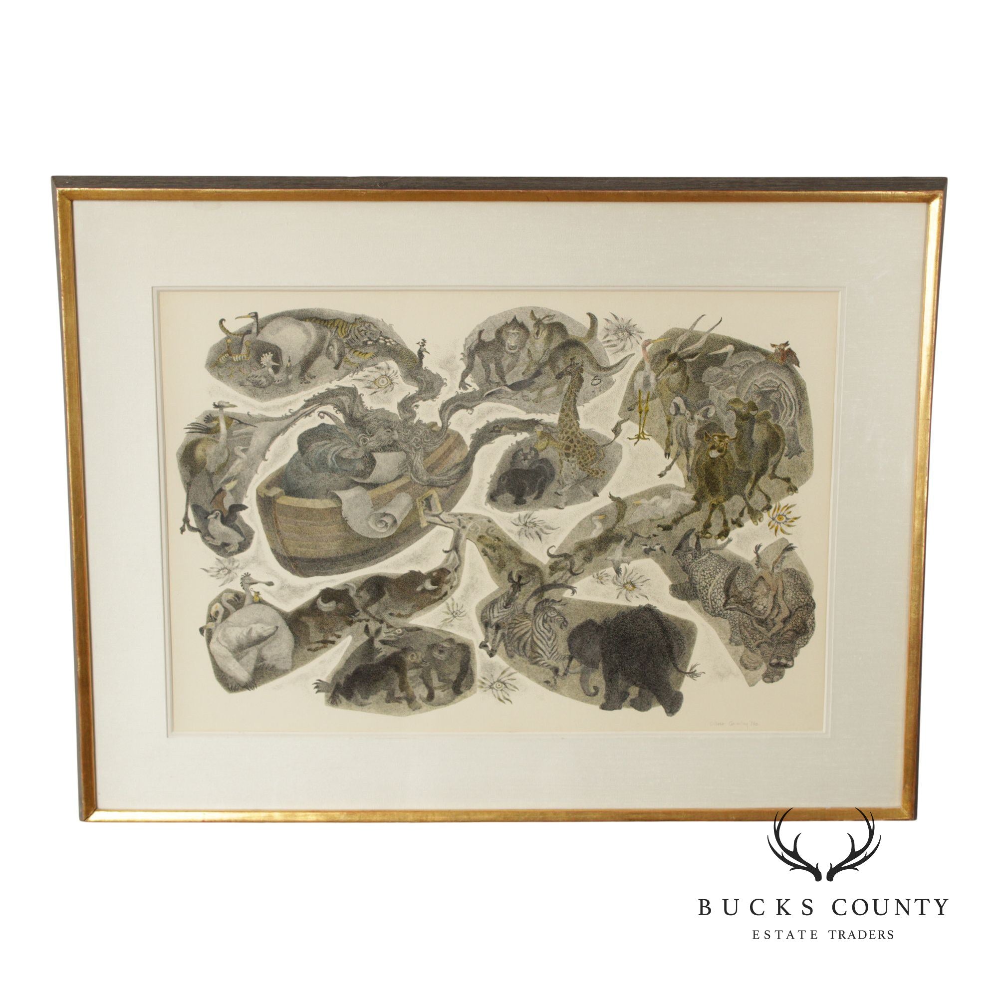 Oliver Grimley Pen and Ink Drawing, Noah's Ark