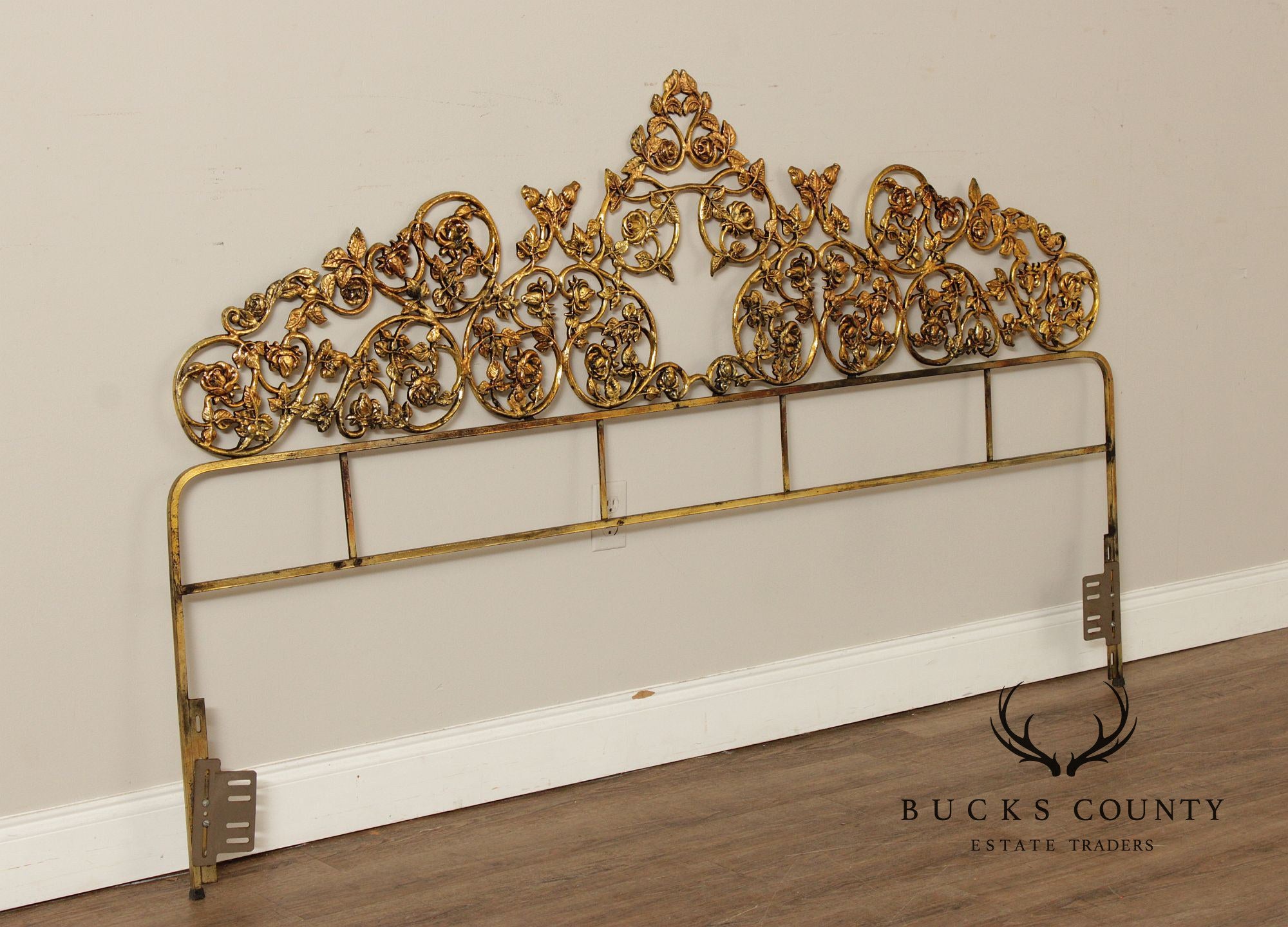 Rococo Style King Size Scrolling Brass Headboard