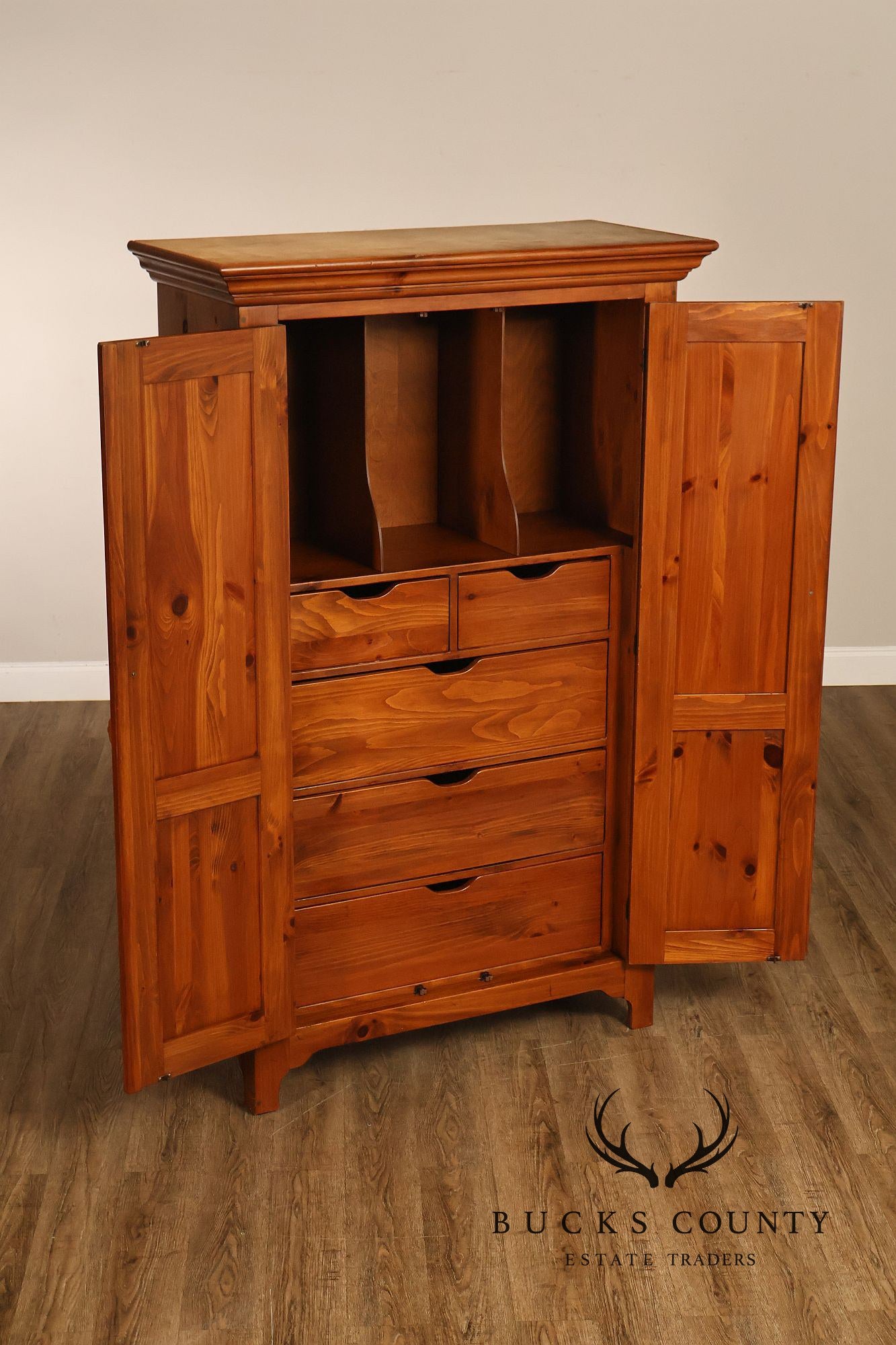 Ethan Allen Craftsman Collection Pine Tall Armoire With Interior Drawers