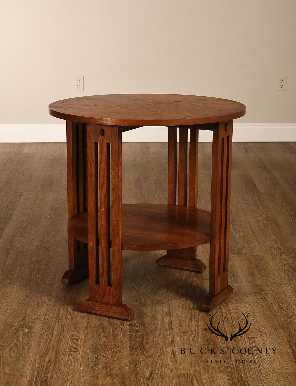 Stickley Mission Collection Oak Round Lamp Table