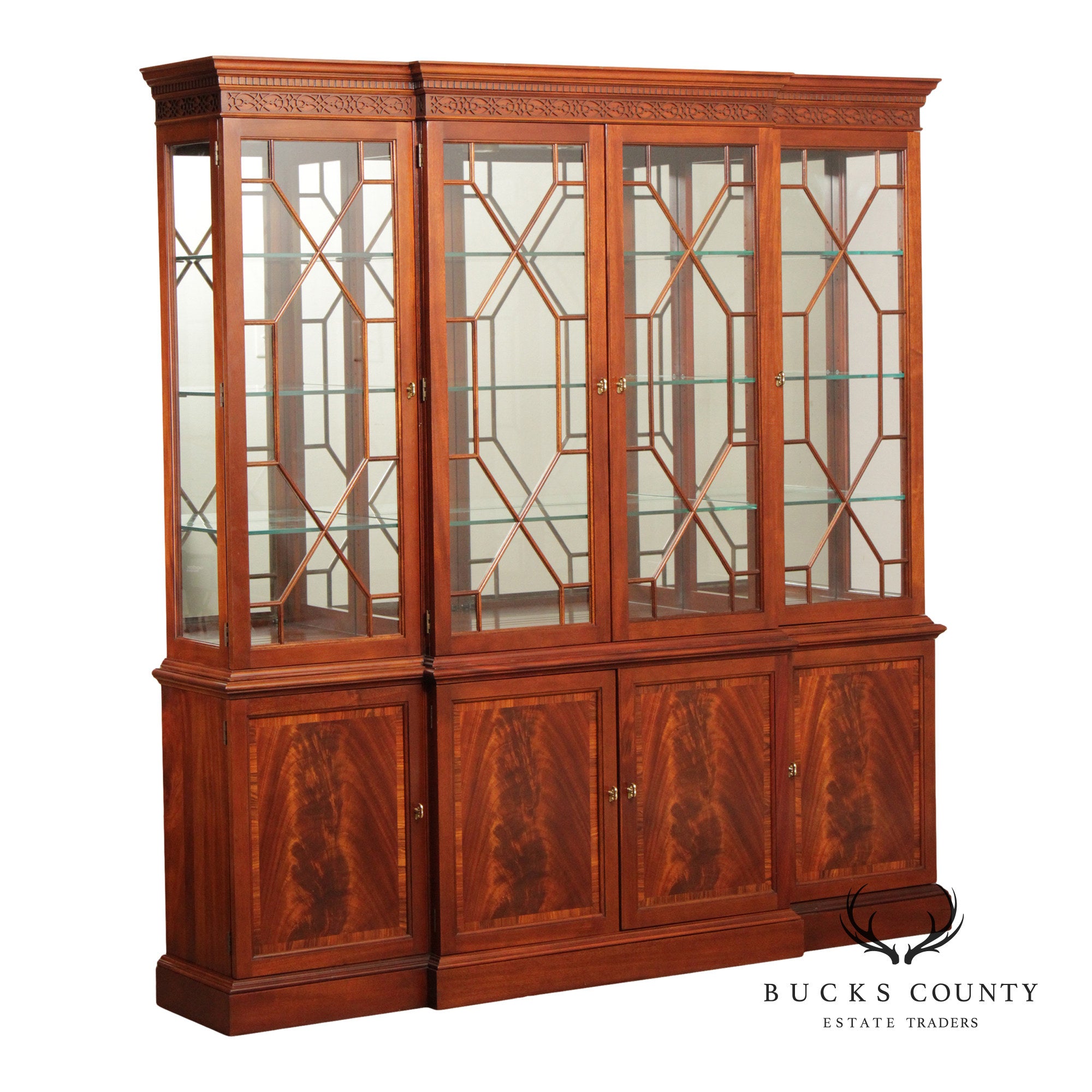 Stickley Georgian Style Mahogany Breakfront China Cabinet