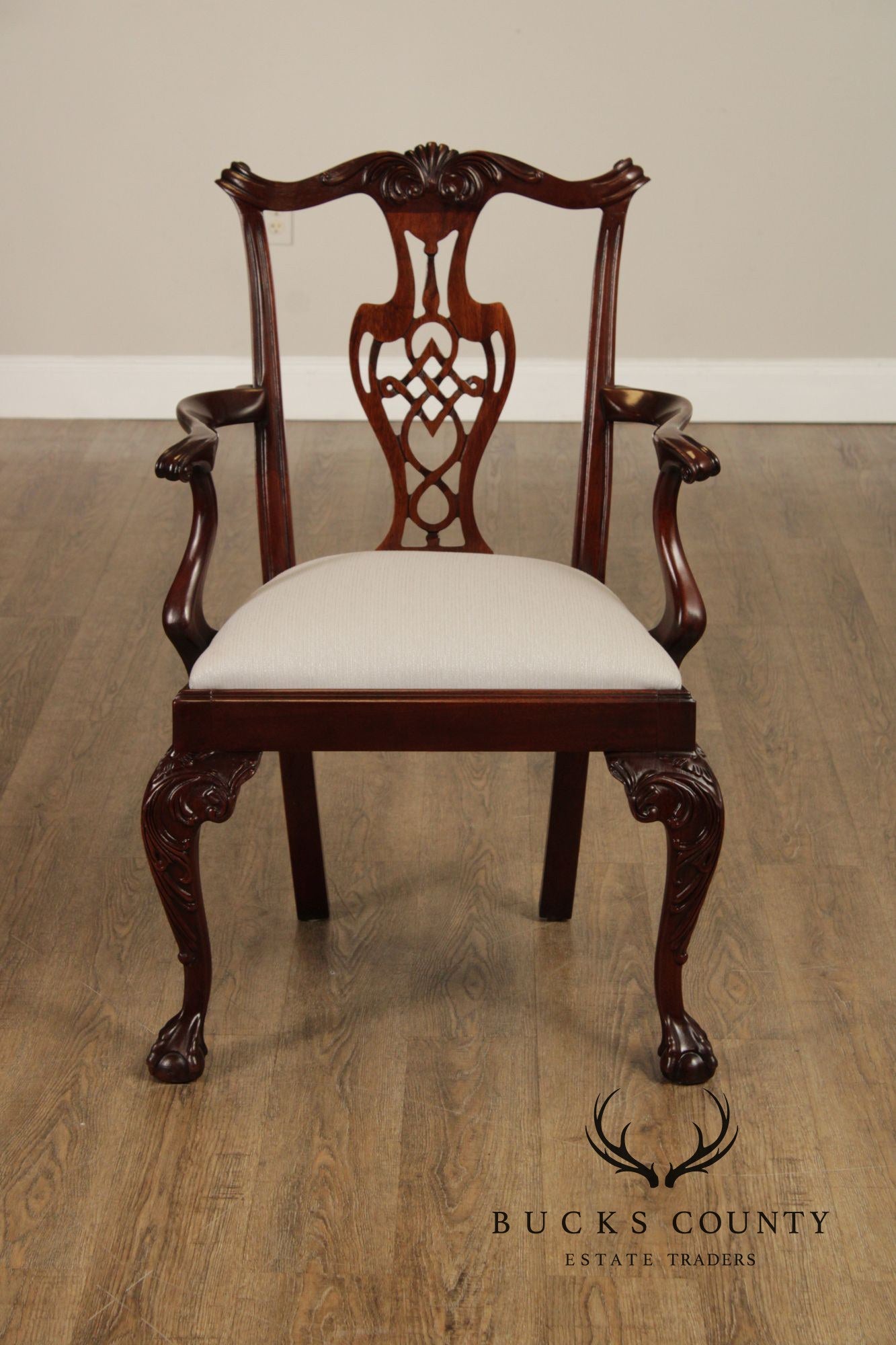 Chippendale Style Set of Eight Carved Mahogany Dining Chairs