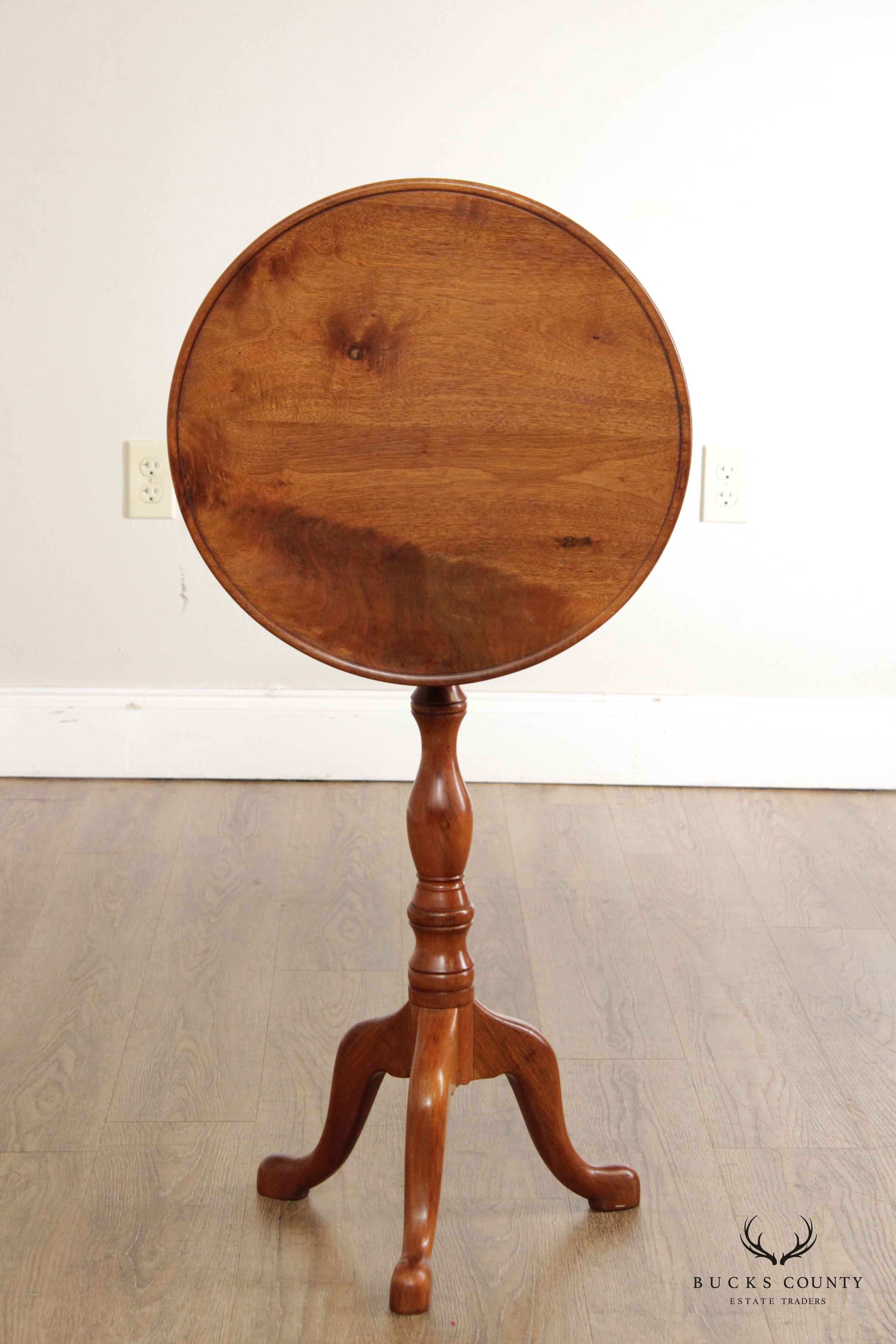 Bench Made Queen Anne Style Walnut Tilt-Top Table