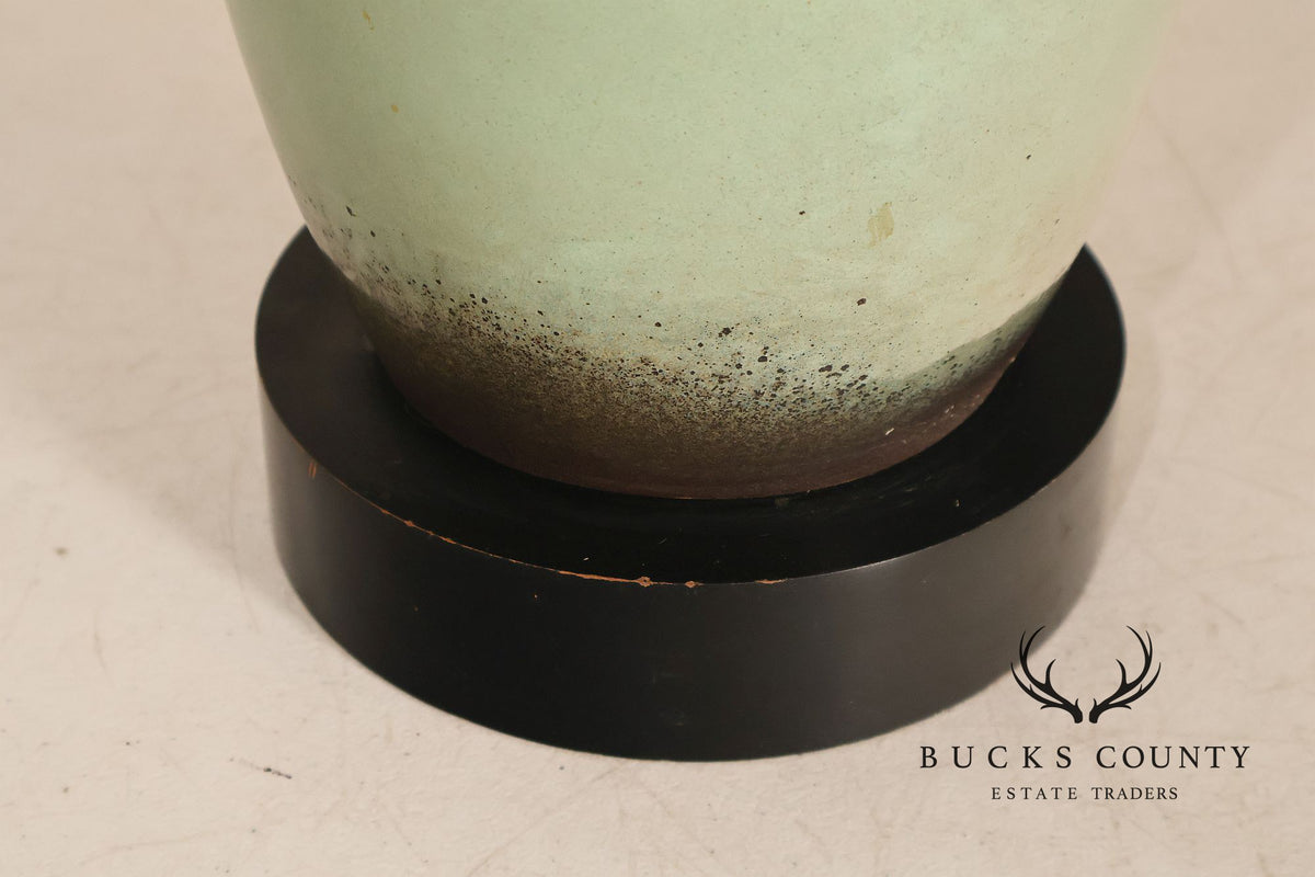Asian Style Pair of Celadon Table Lamps