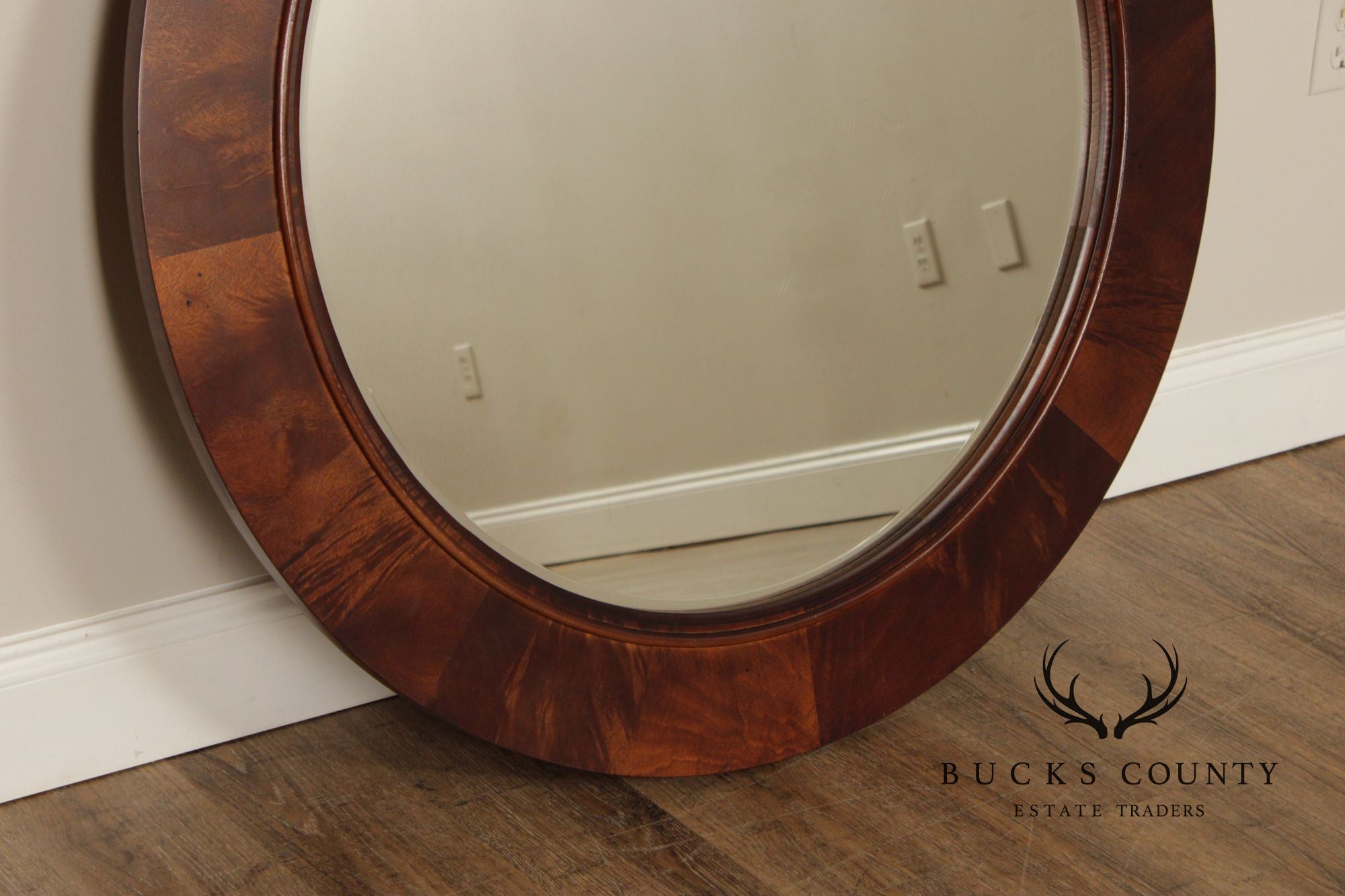 Stanley Furniture Round Mahogany Frame Wall Mirror