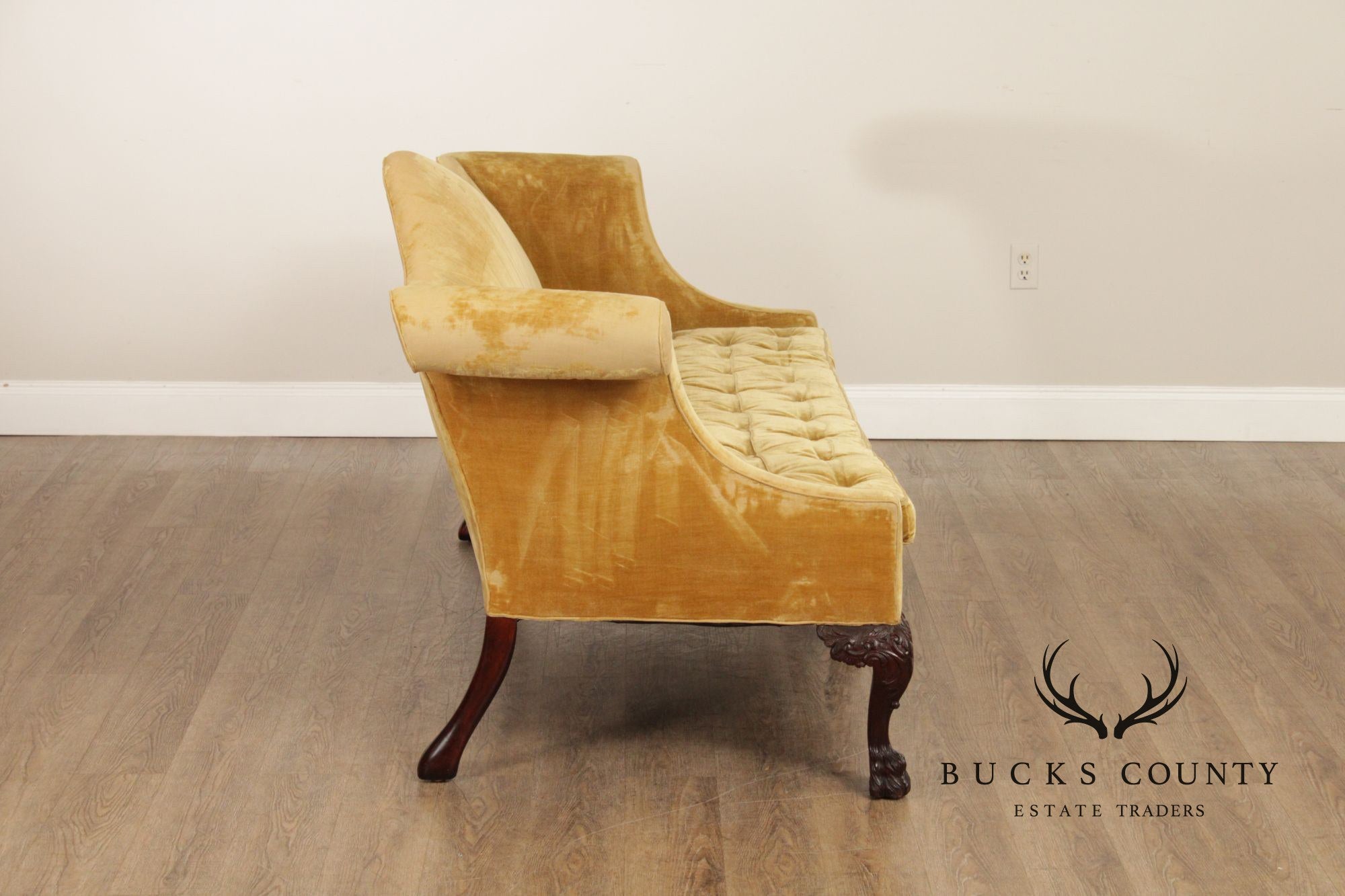 Georgian Style Custom Mahogany Camelback Sofa