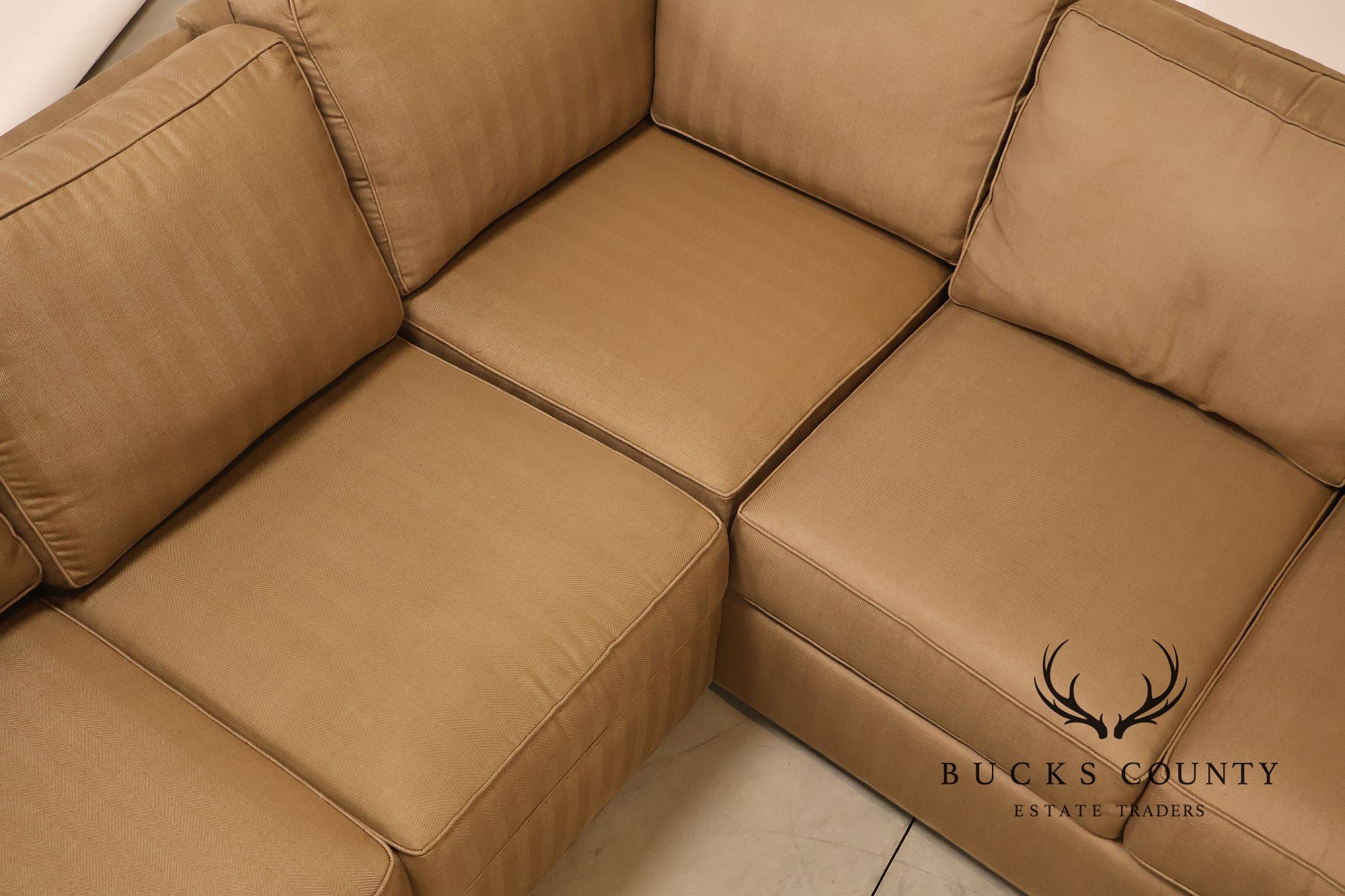 Ethan Allen Upholstered Custom Sectional Sofa With Chaise