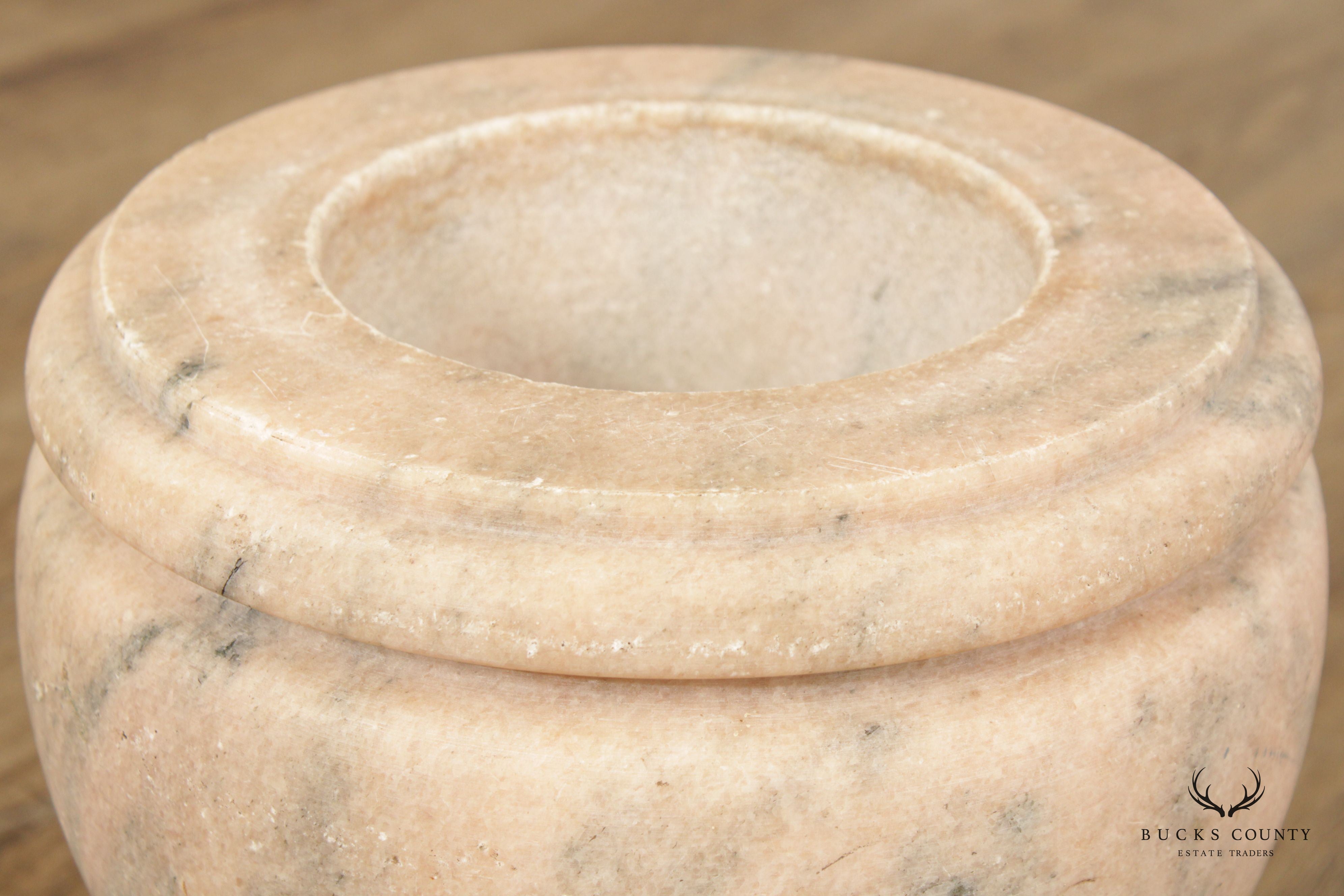 Antique Style Marble Footed Urn Vase with Turned Rim