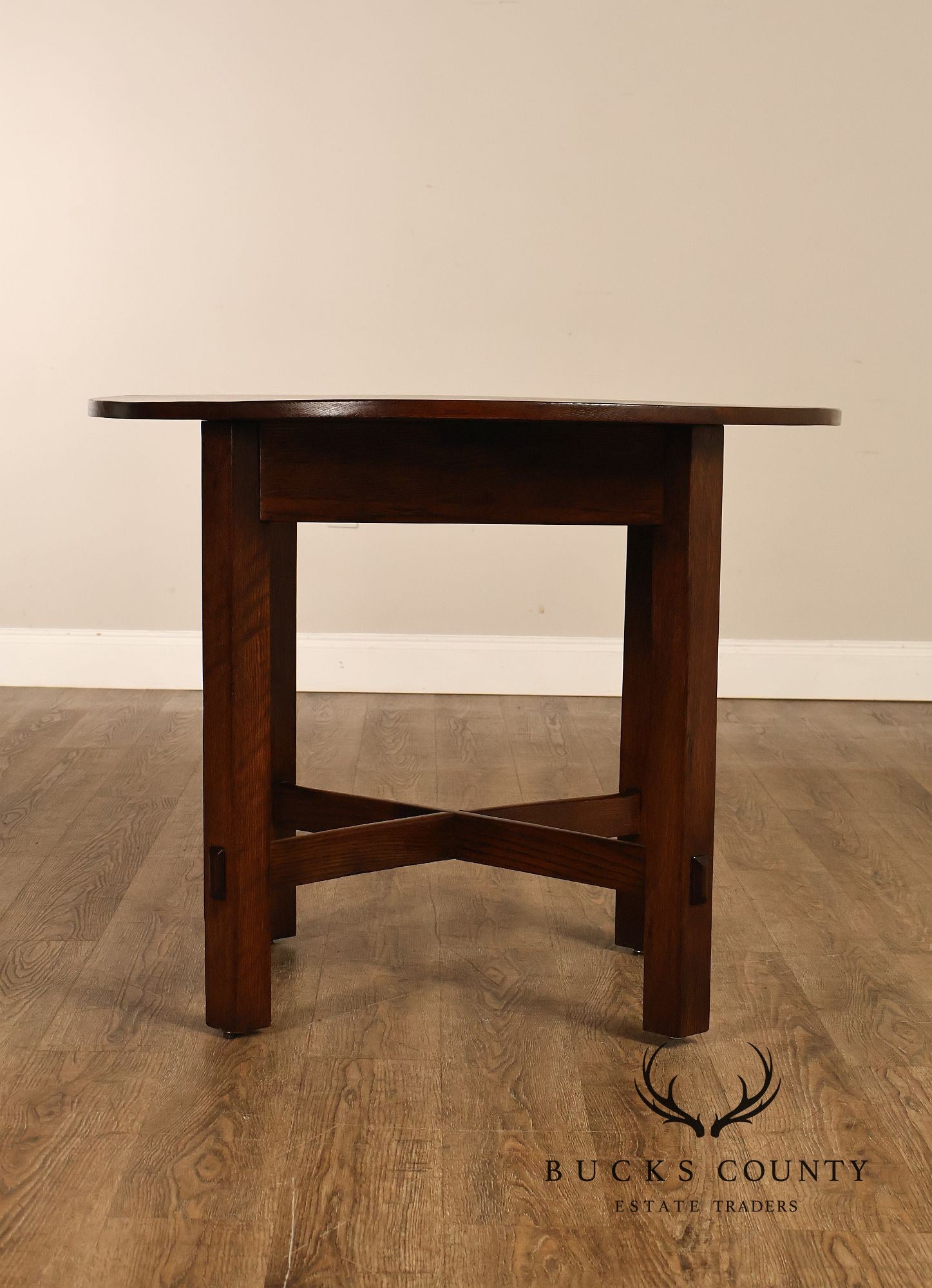 National Furniture Company Antique Mission Oak Round Lamp Table