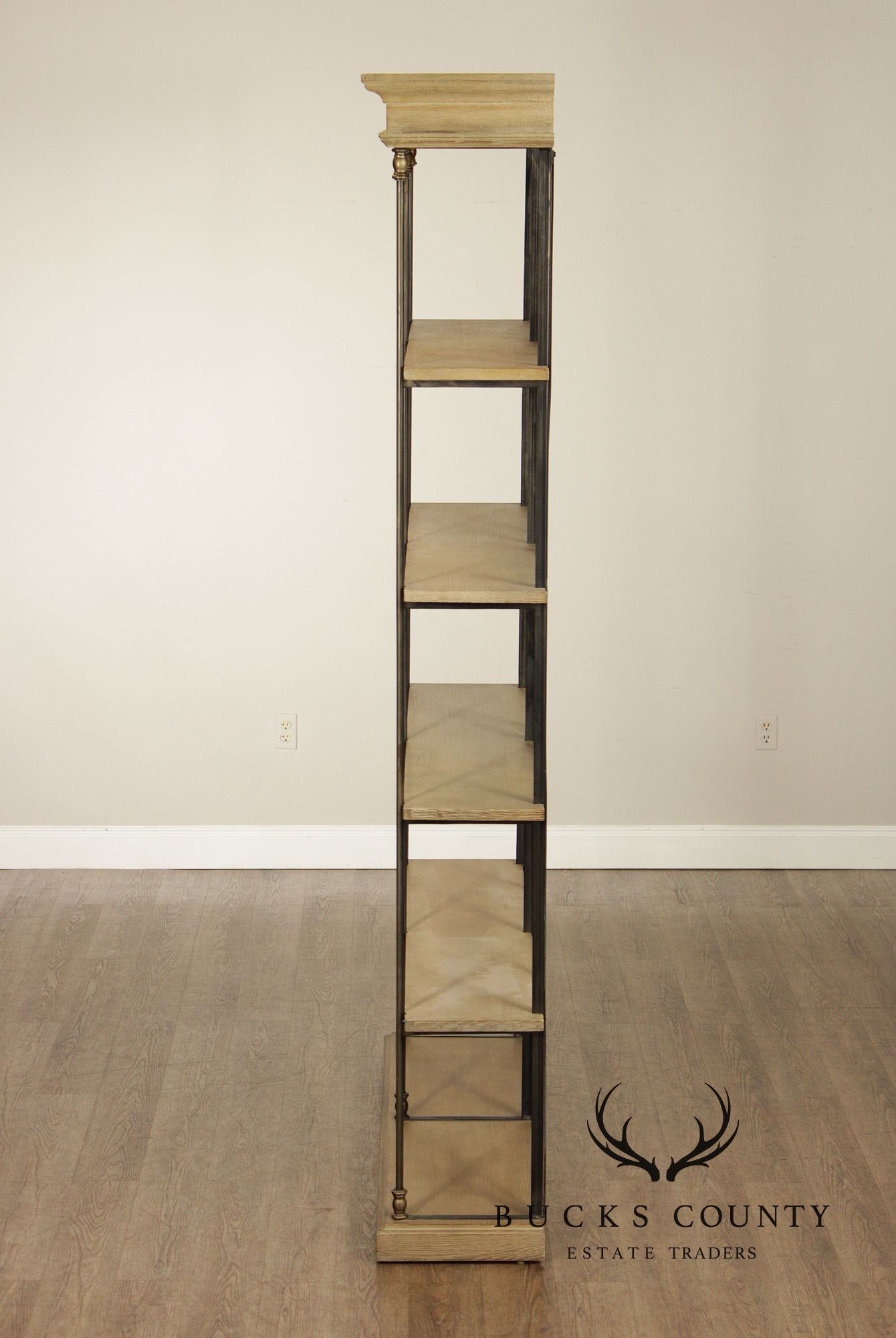 Transitional Industrial Style Iron And Wood Etagere Bookcase