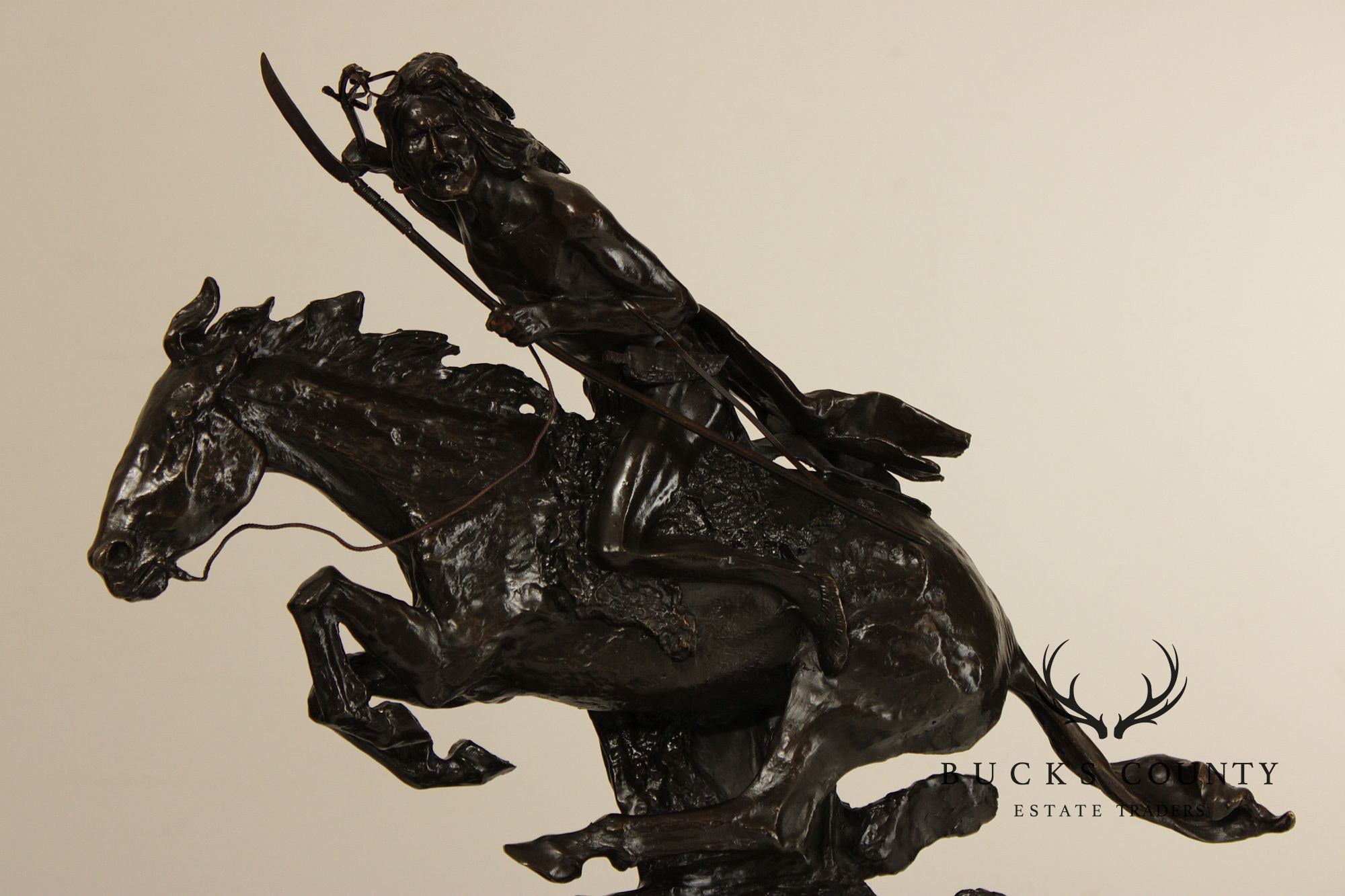 Frederic Remington 'Cheyenne' Native American Equestrian Bronze Sculpture